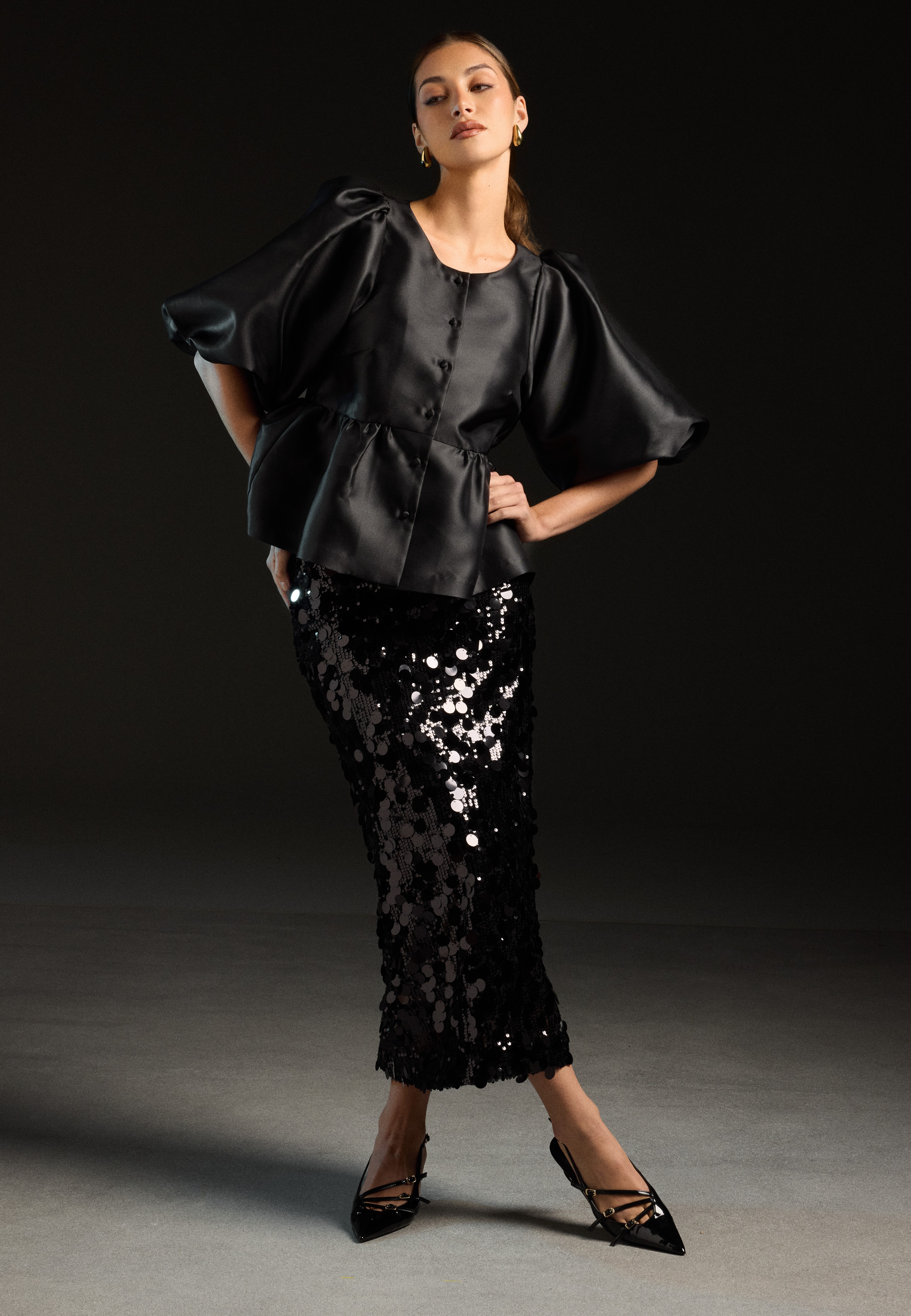Sequin Ankle Skirt