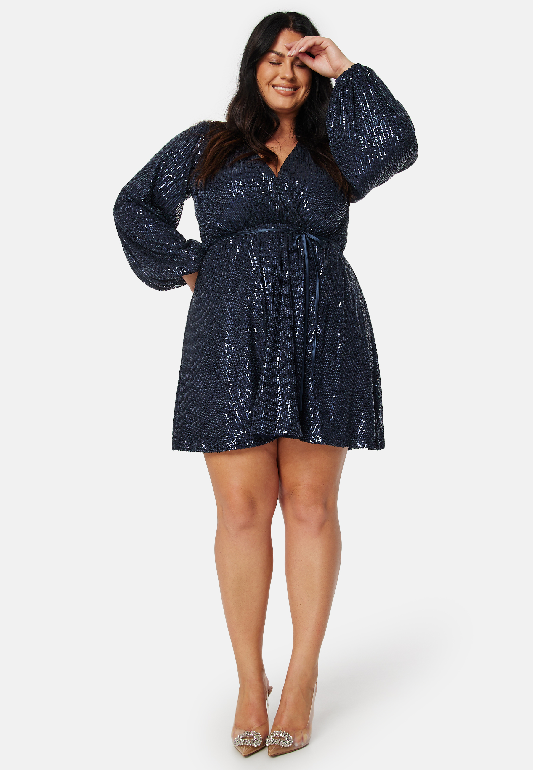 Sequin Balloon Sleeve Dress 6