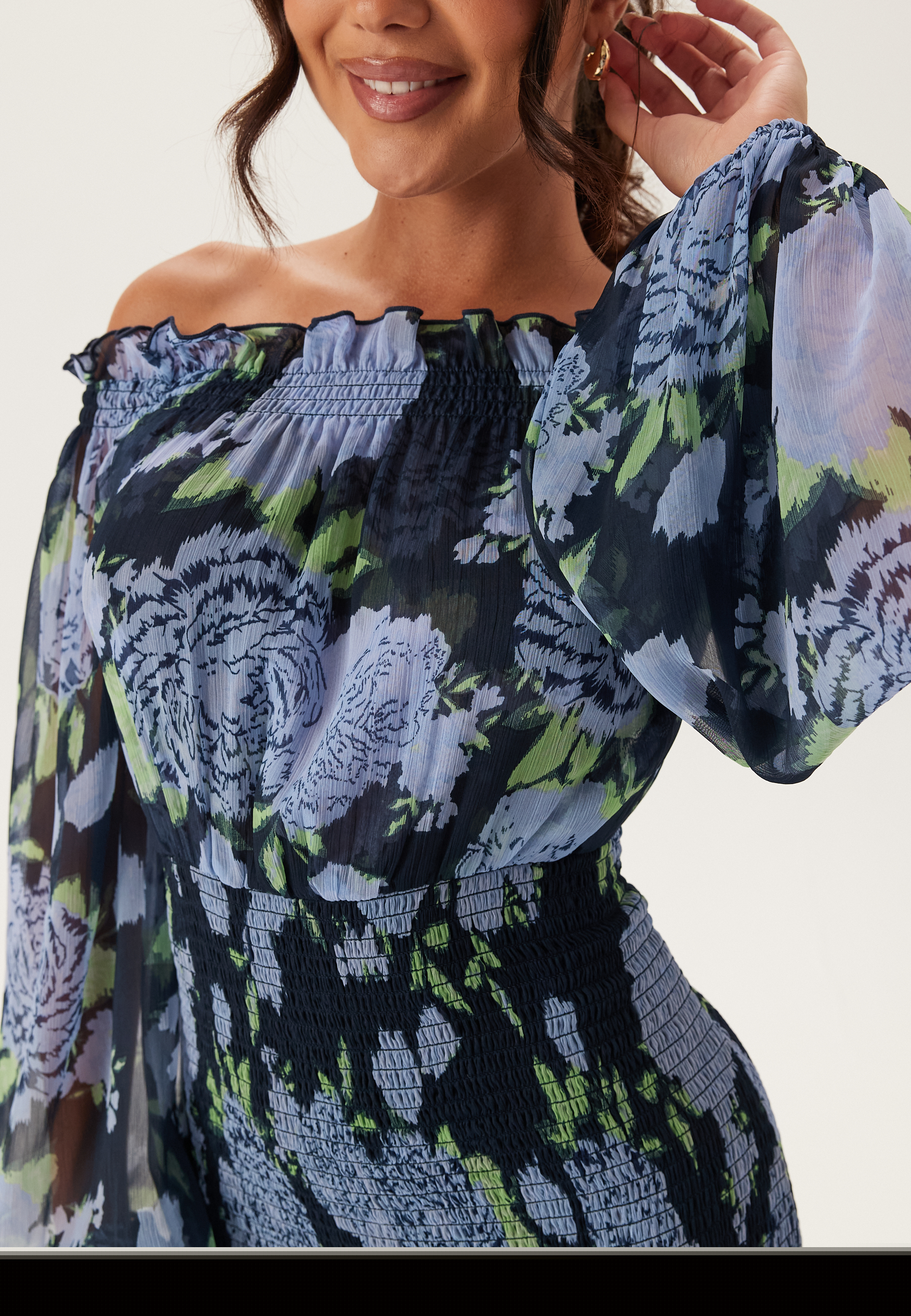 Smock Off Shoulder Maxi Dress 4