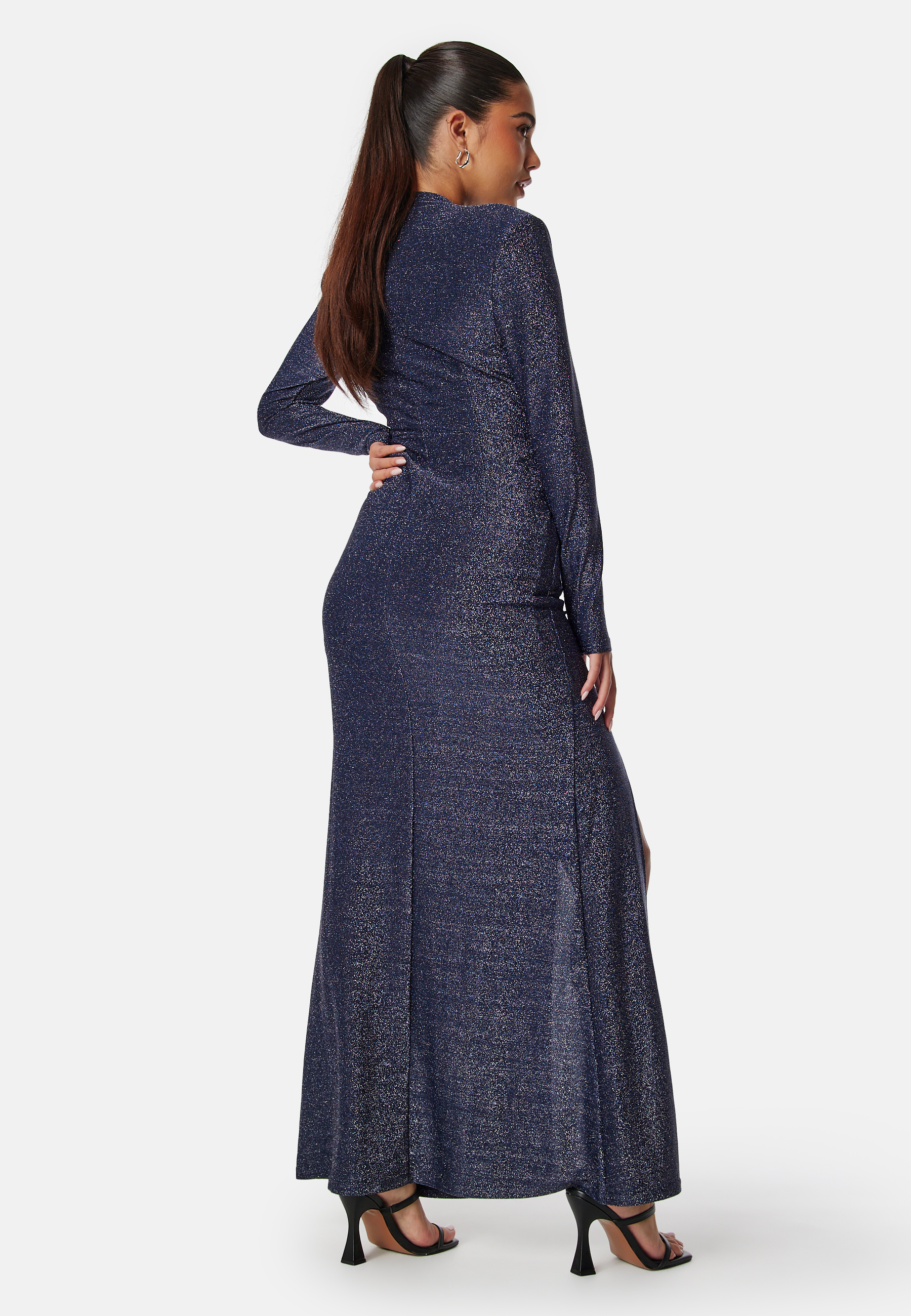 Sparkling Ruched Slit Gown 2