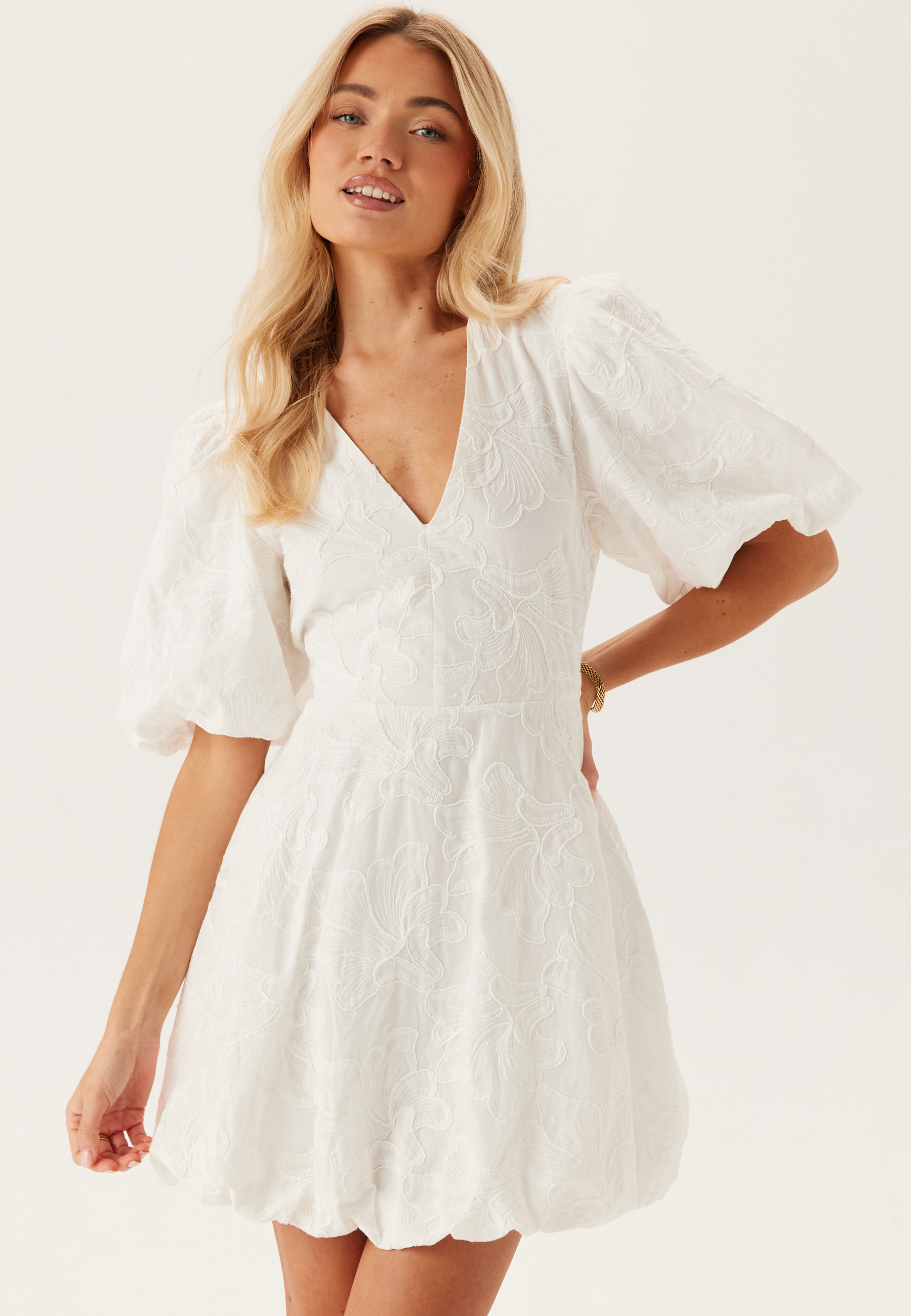 V-neck Bubble Hem Short Dress 1