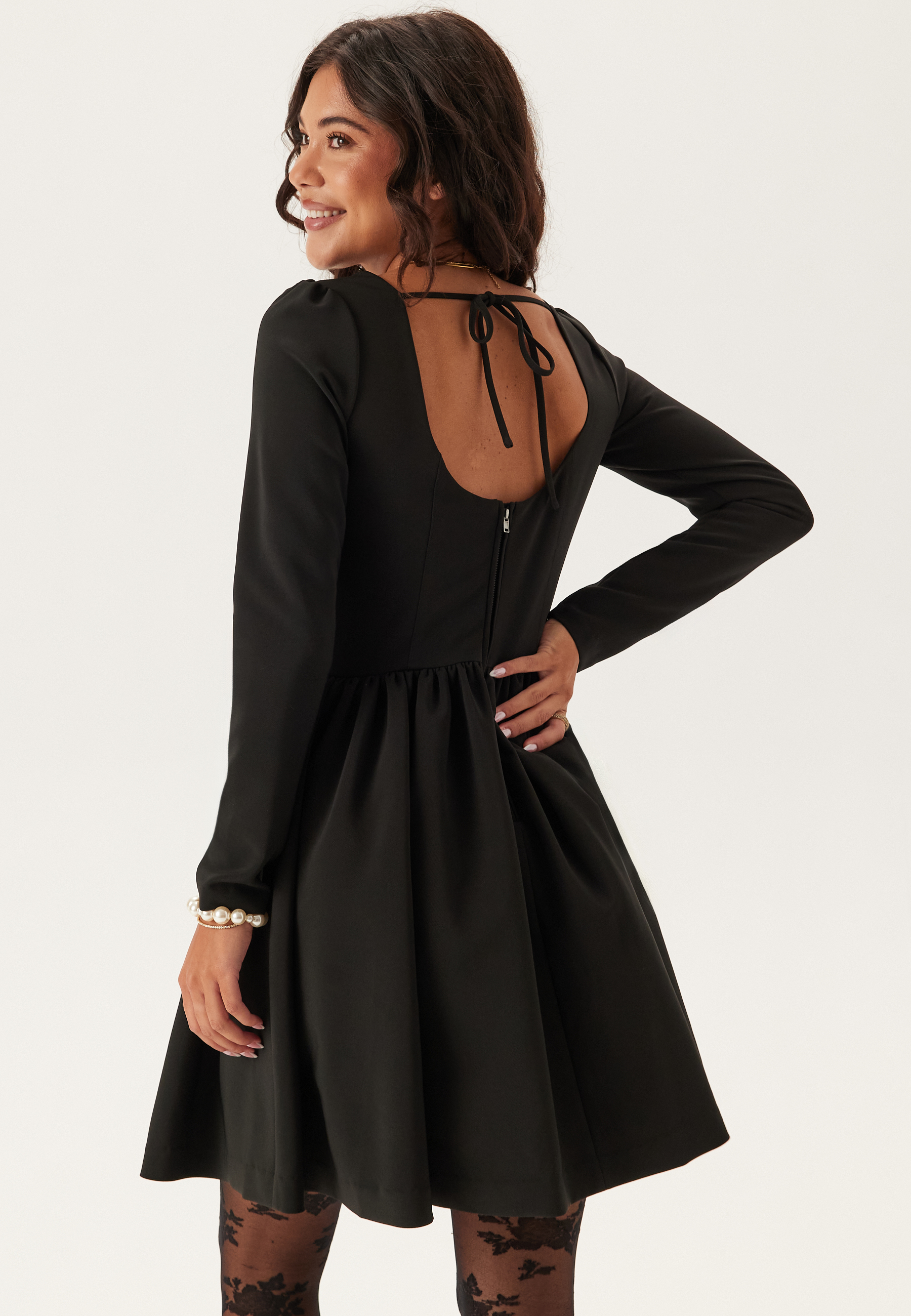 Volume Skirt Long Sleeve Mini Dress 2
