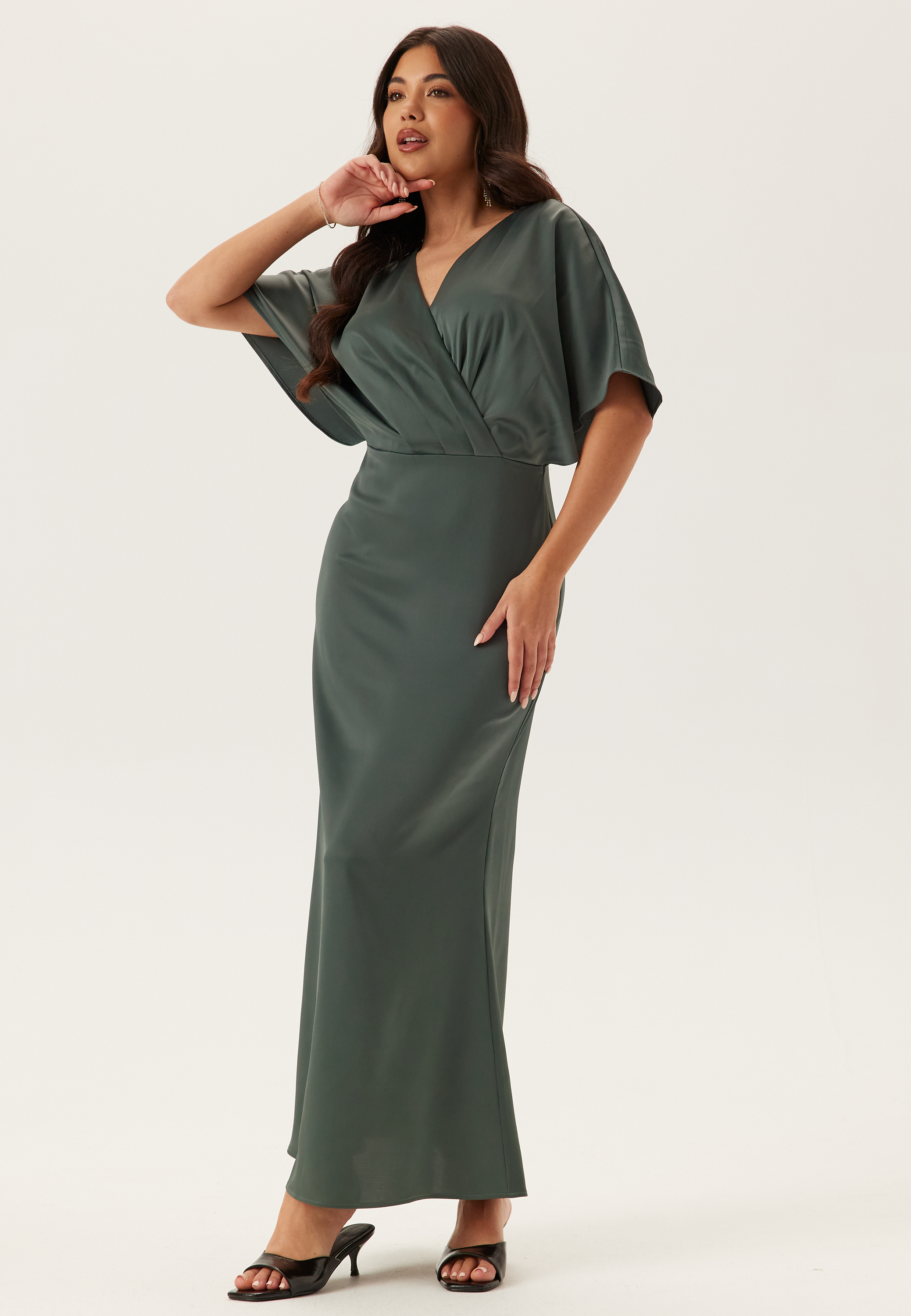 Wrap Satin Ankle Dress 6