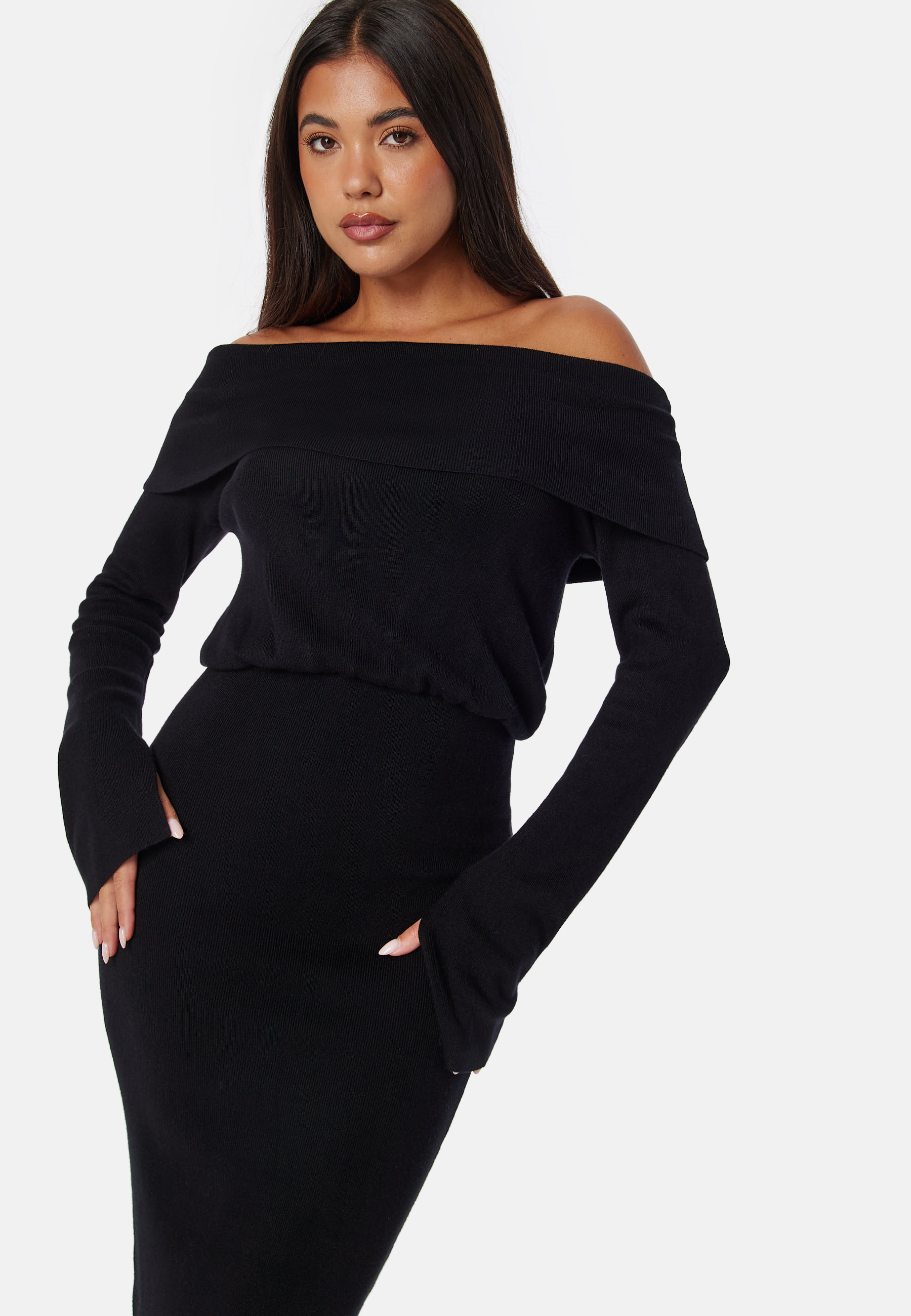 Off Shoulder Knitted Midi Dress 3