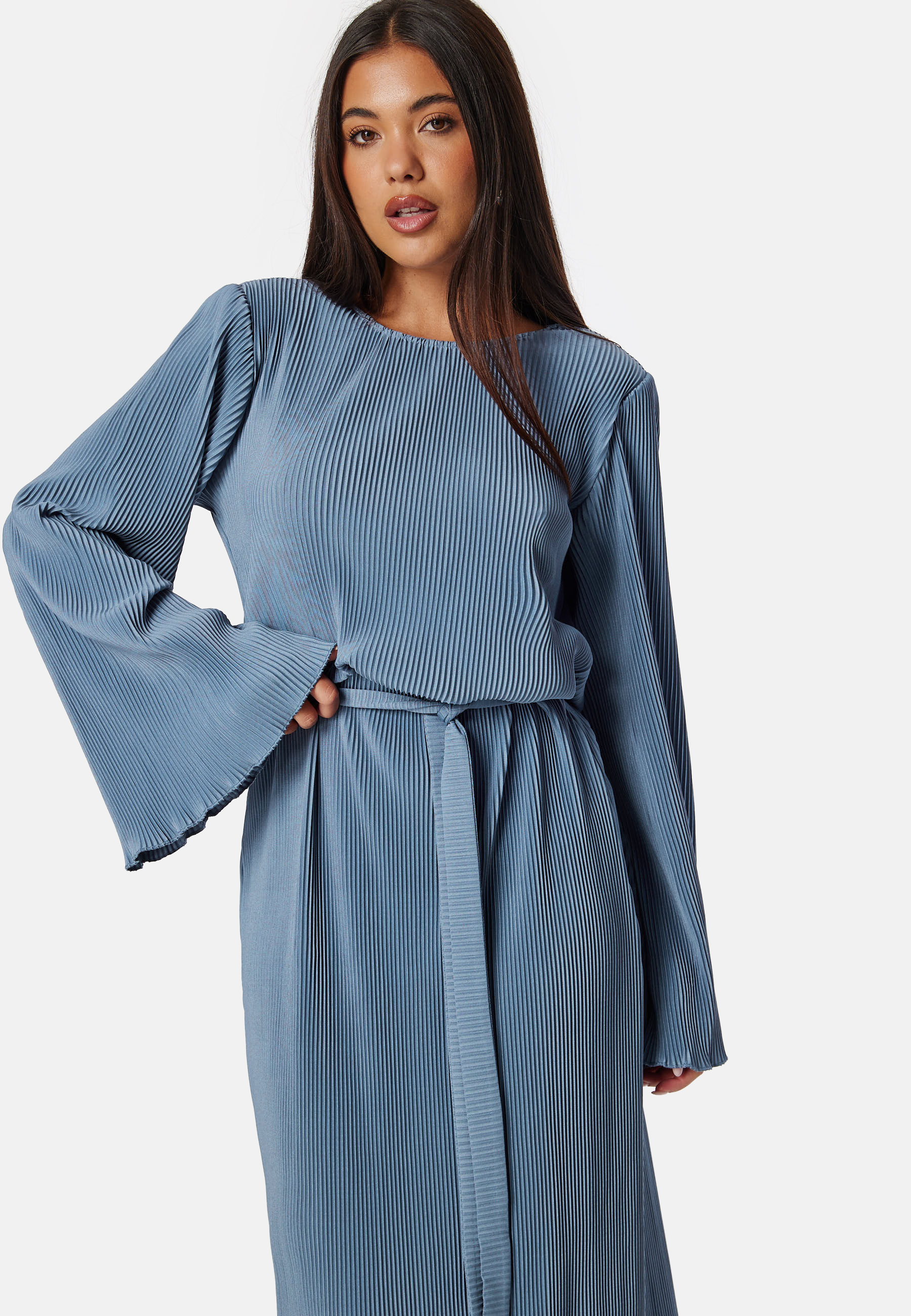 Pleated Tie Midi Dress 2