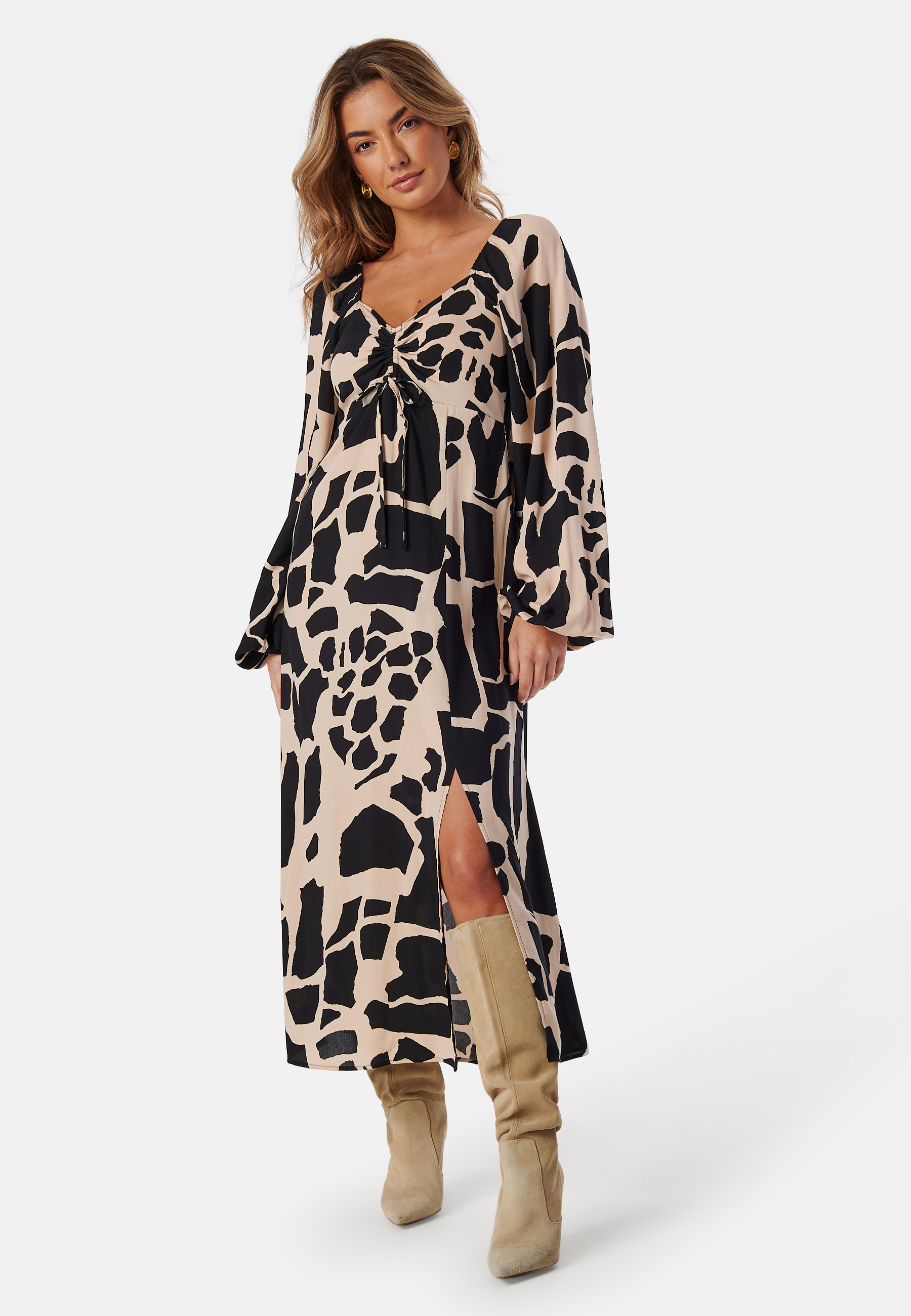 Puff Sleeve Midi Dress