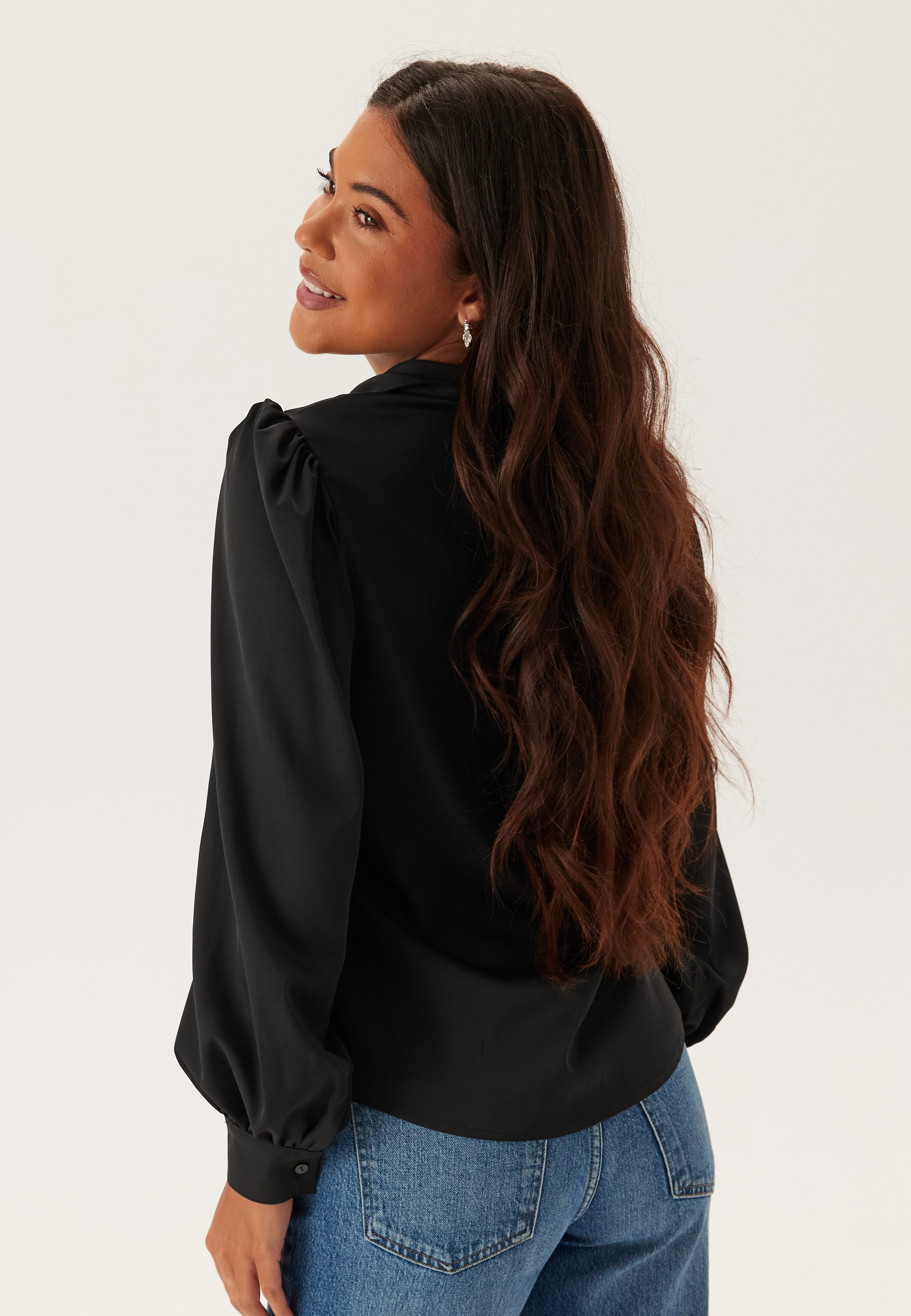 Puff Sleeve Satin Shirt 2
