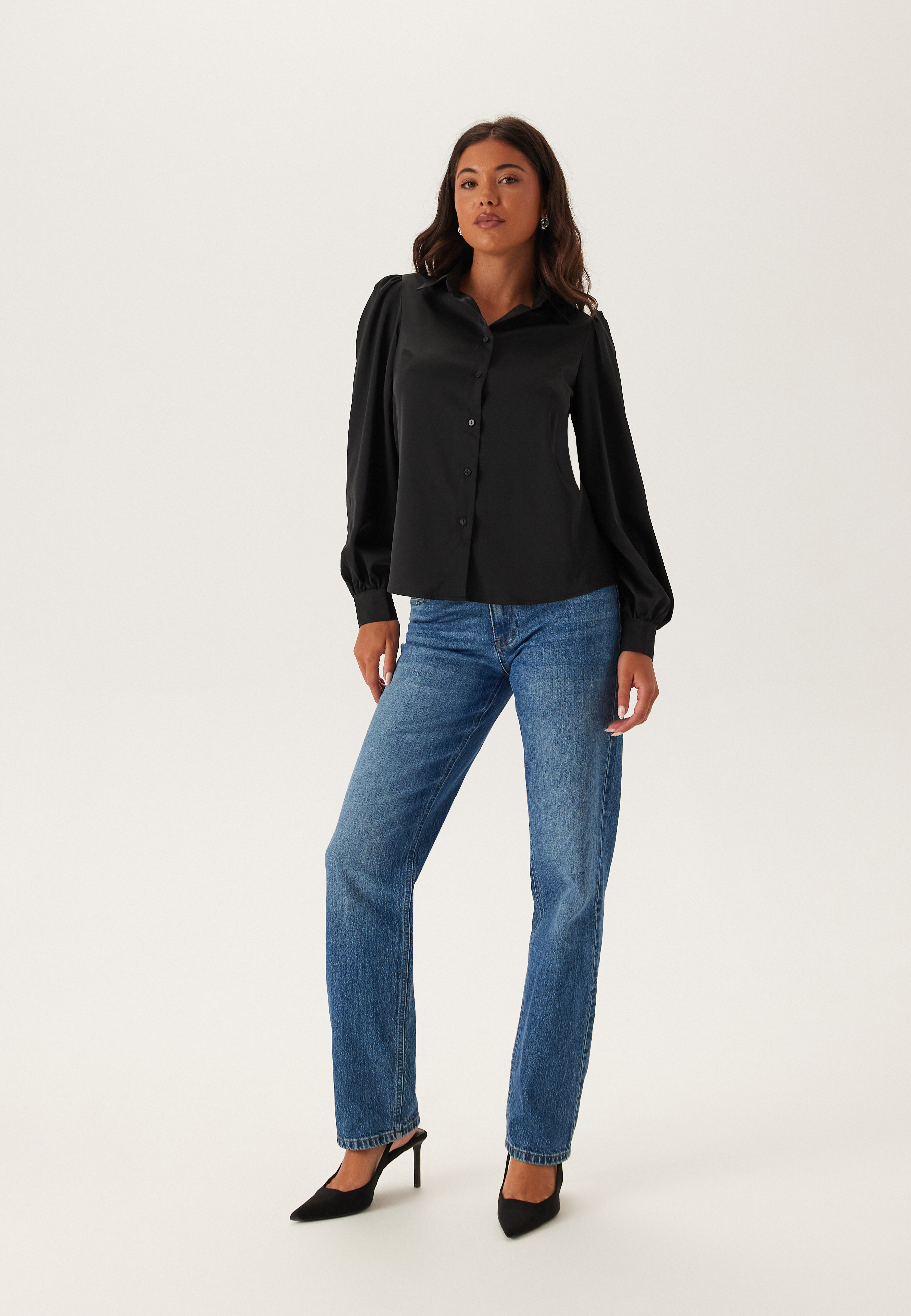 Puff Sleeve Satin Shirt 3