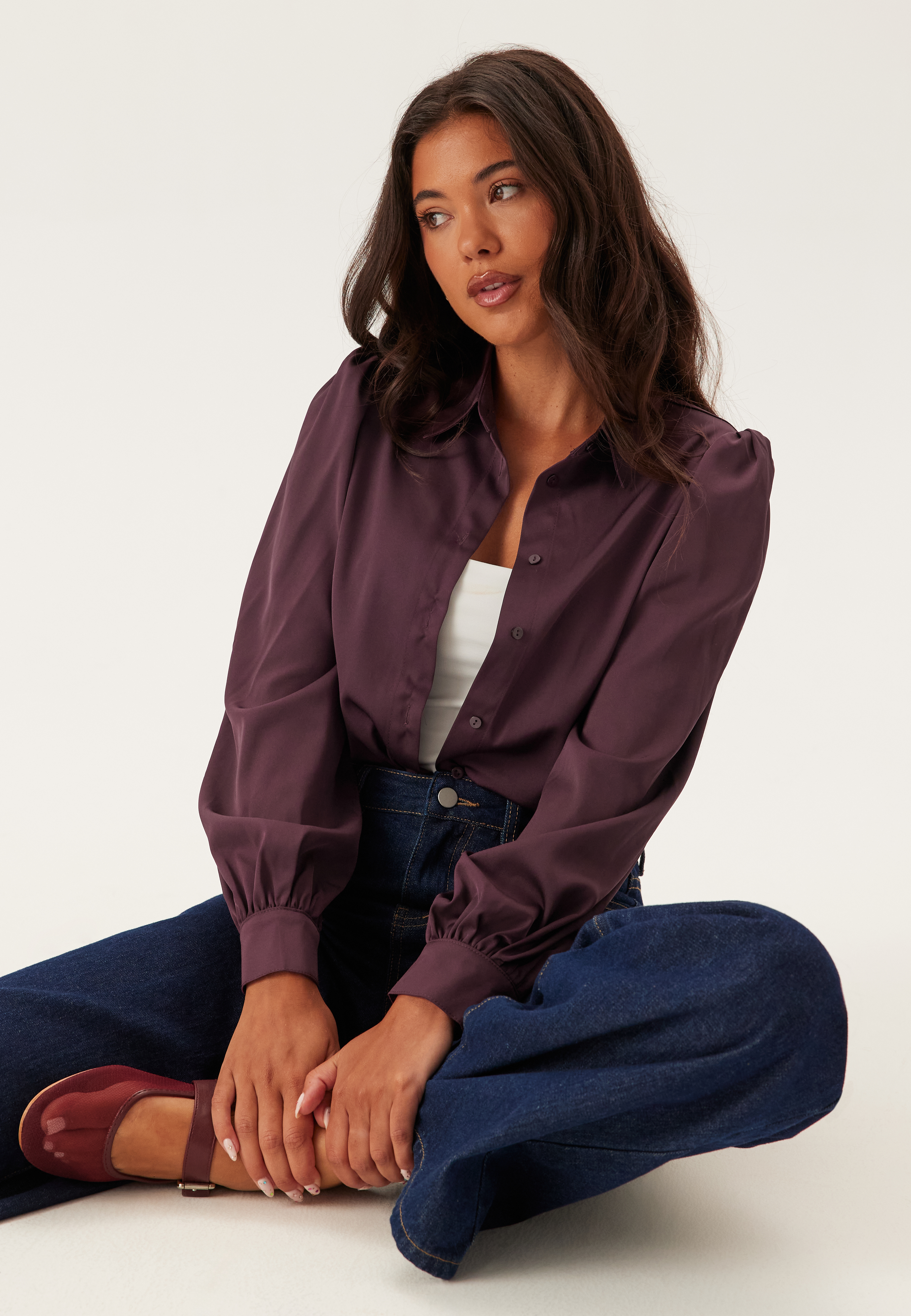Puff Sleeve Satin Shirt 5