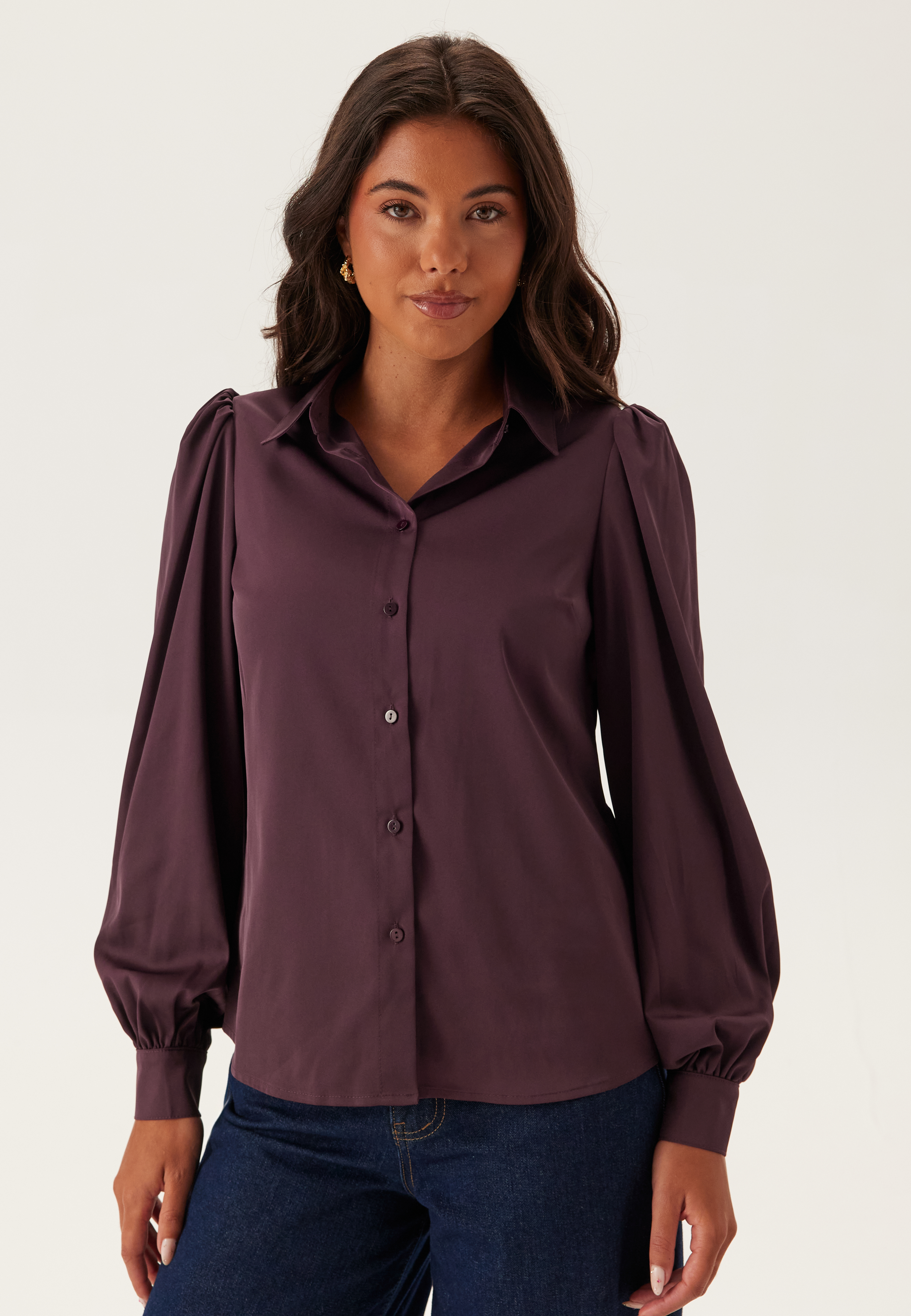 Puff Sleeve Satin Shirt 6
