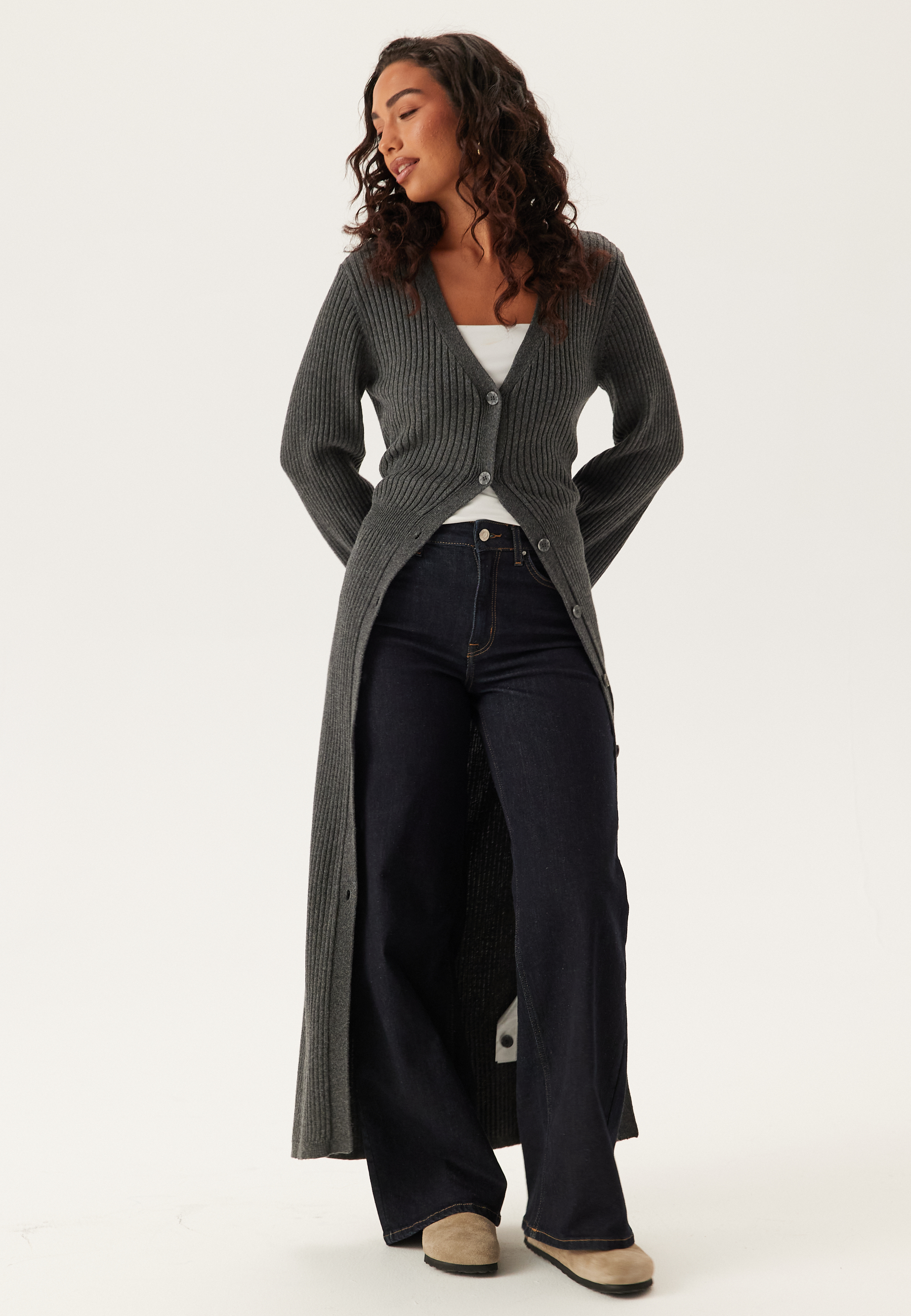 Rib Knitted Cardigan Dress