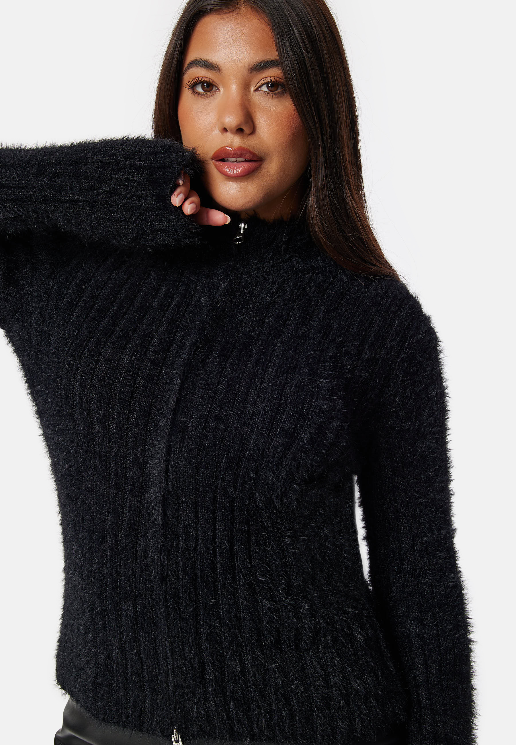 Rib Knitted Zip Cardigan 3