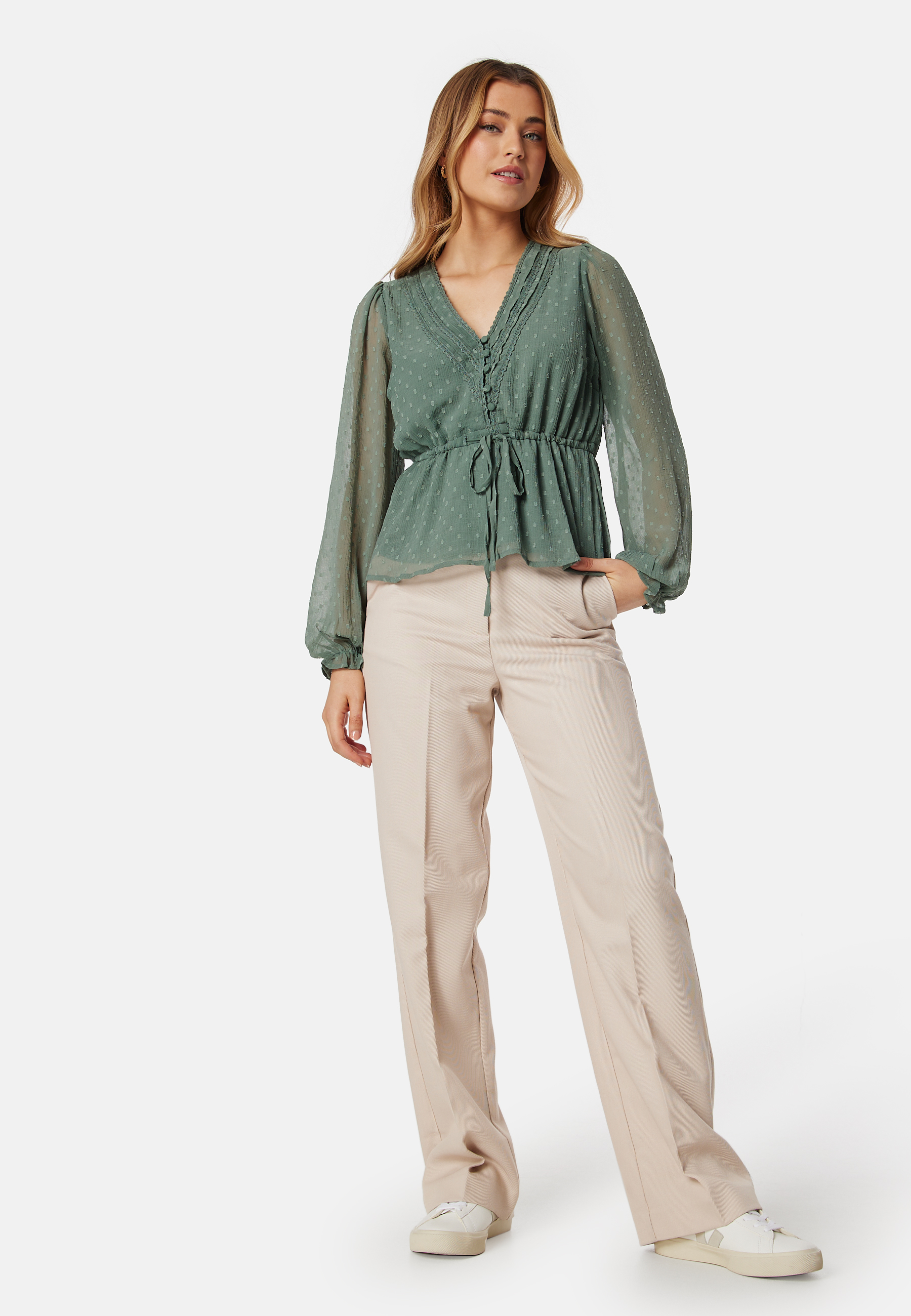 Dobby Dot V-neck Blouse 2