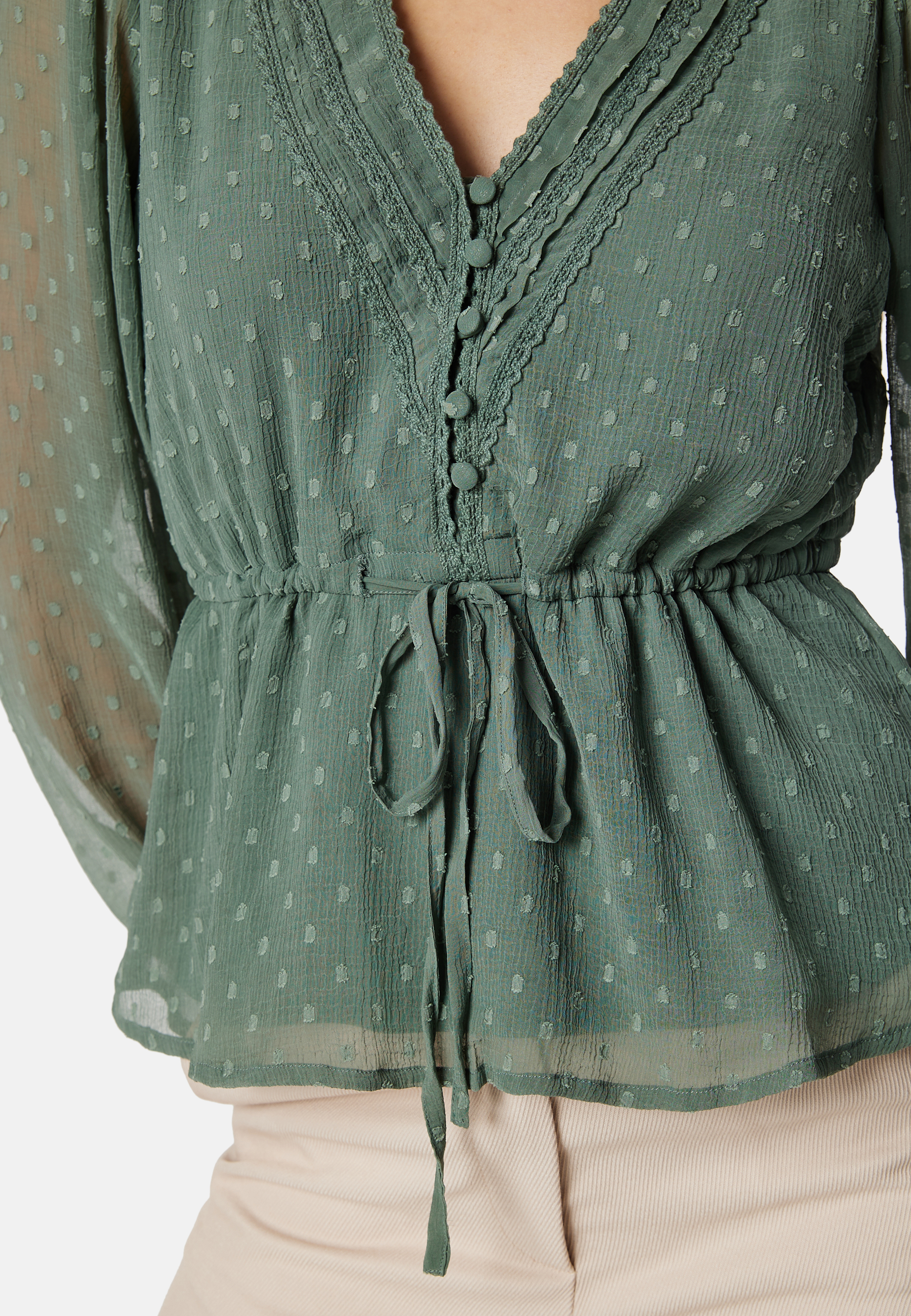 Dobby Dot V-neck Blouse 3