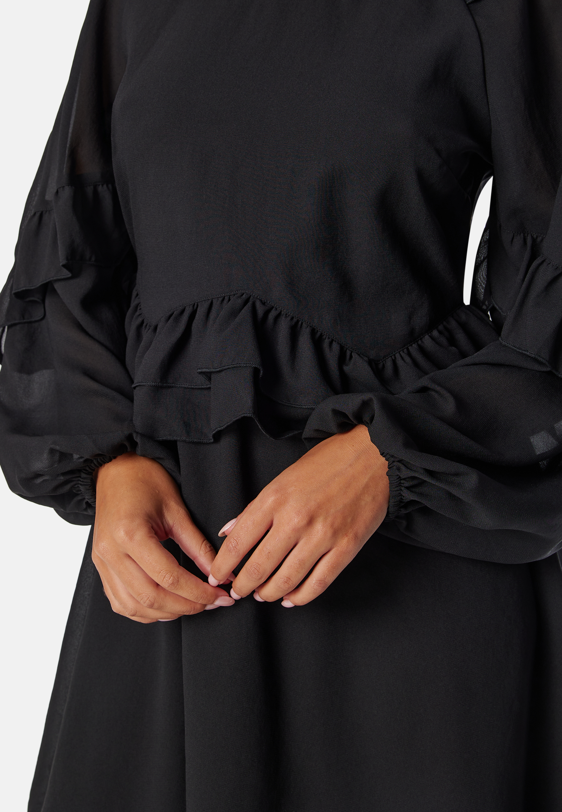 Round Neck Short Frill Dress 2