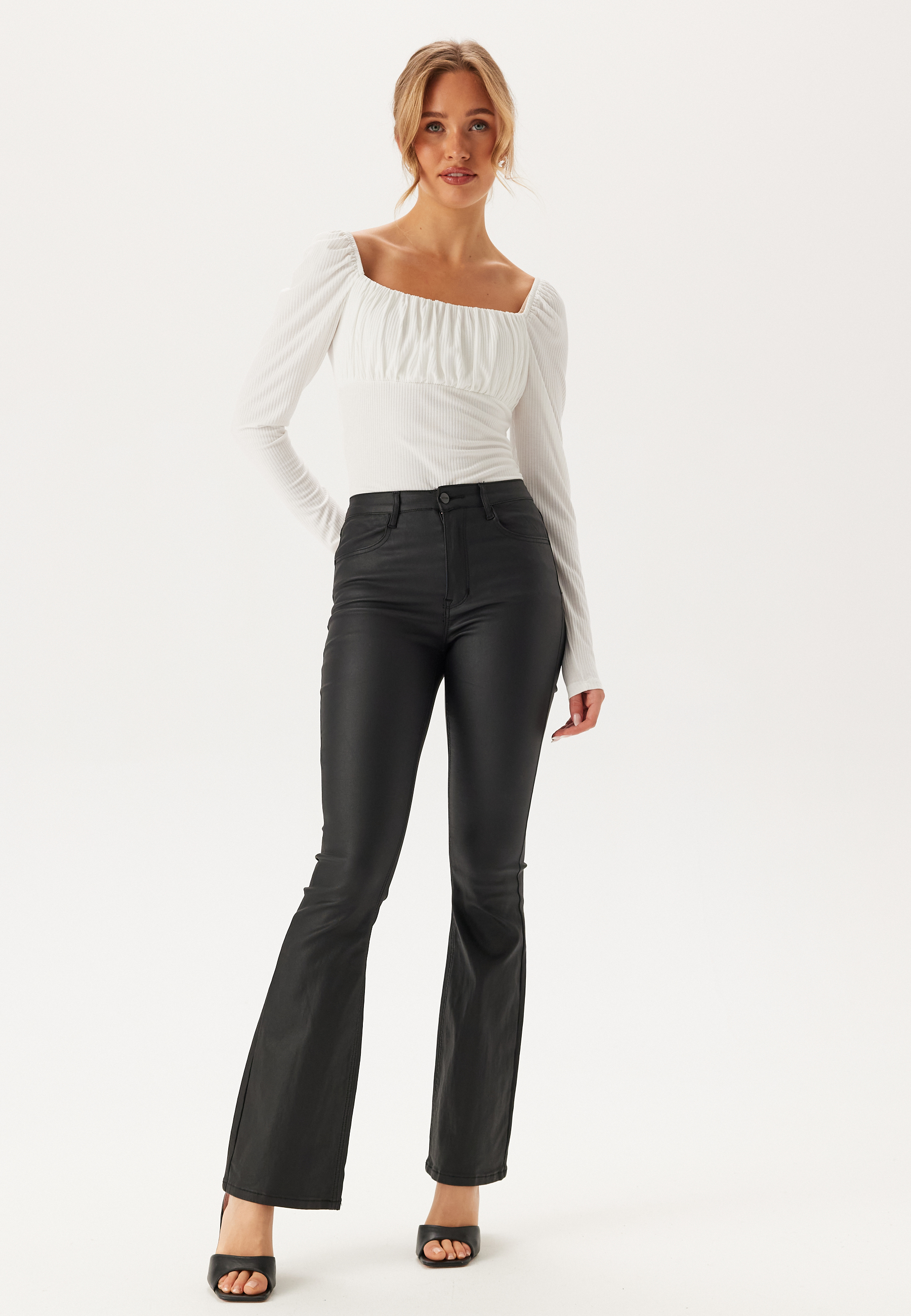 Ruched Square Neck Long Sleeve Top 2