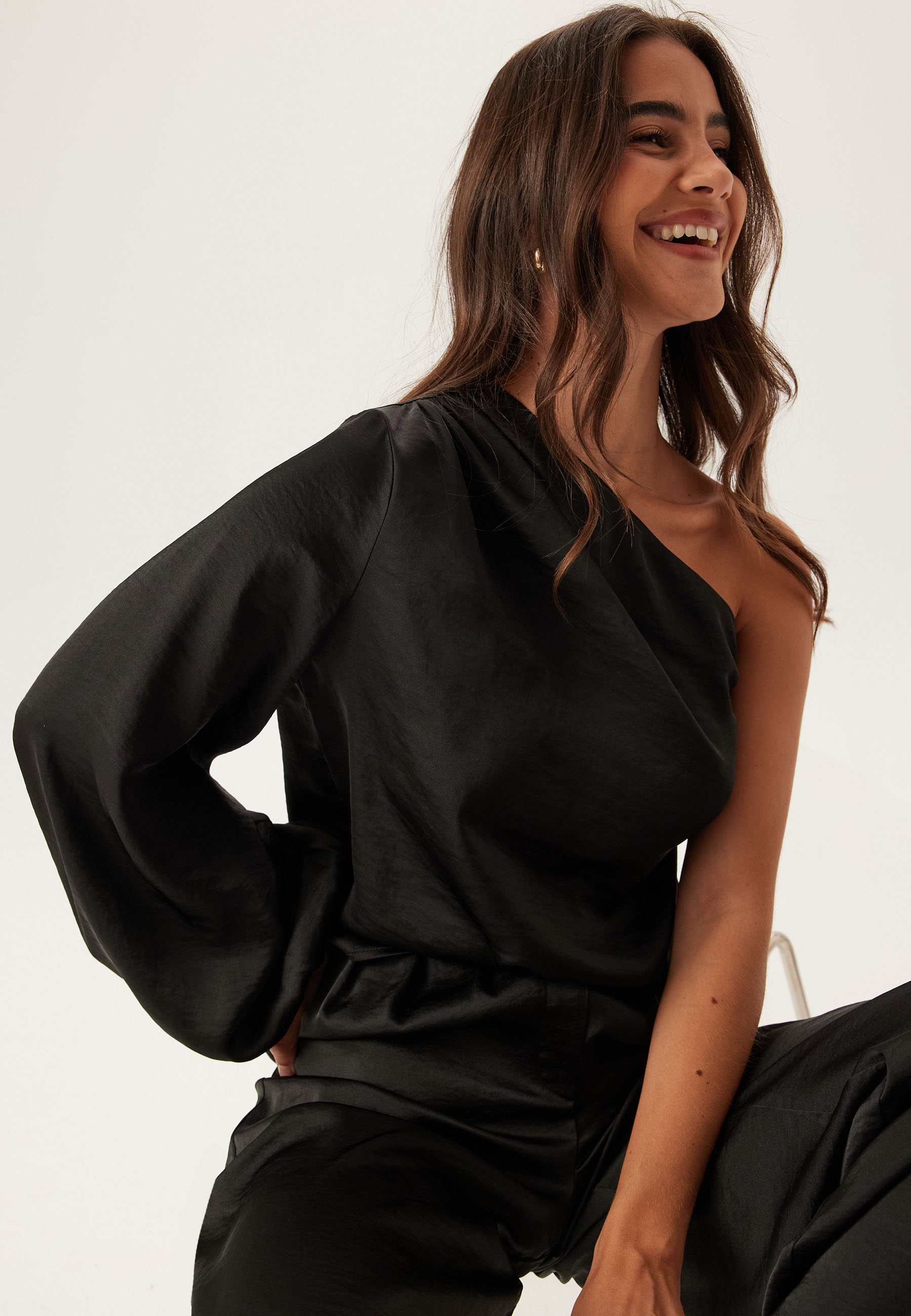 Satin One Shoulder Blouse