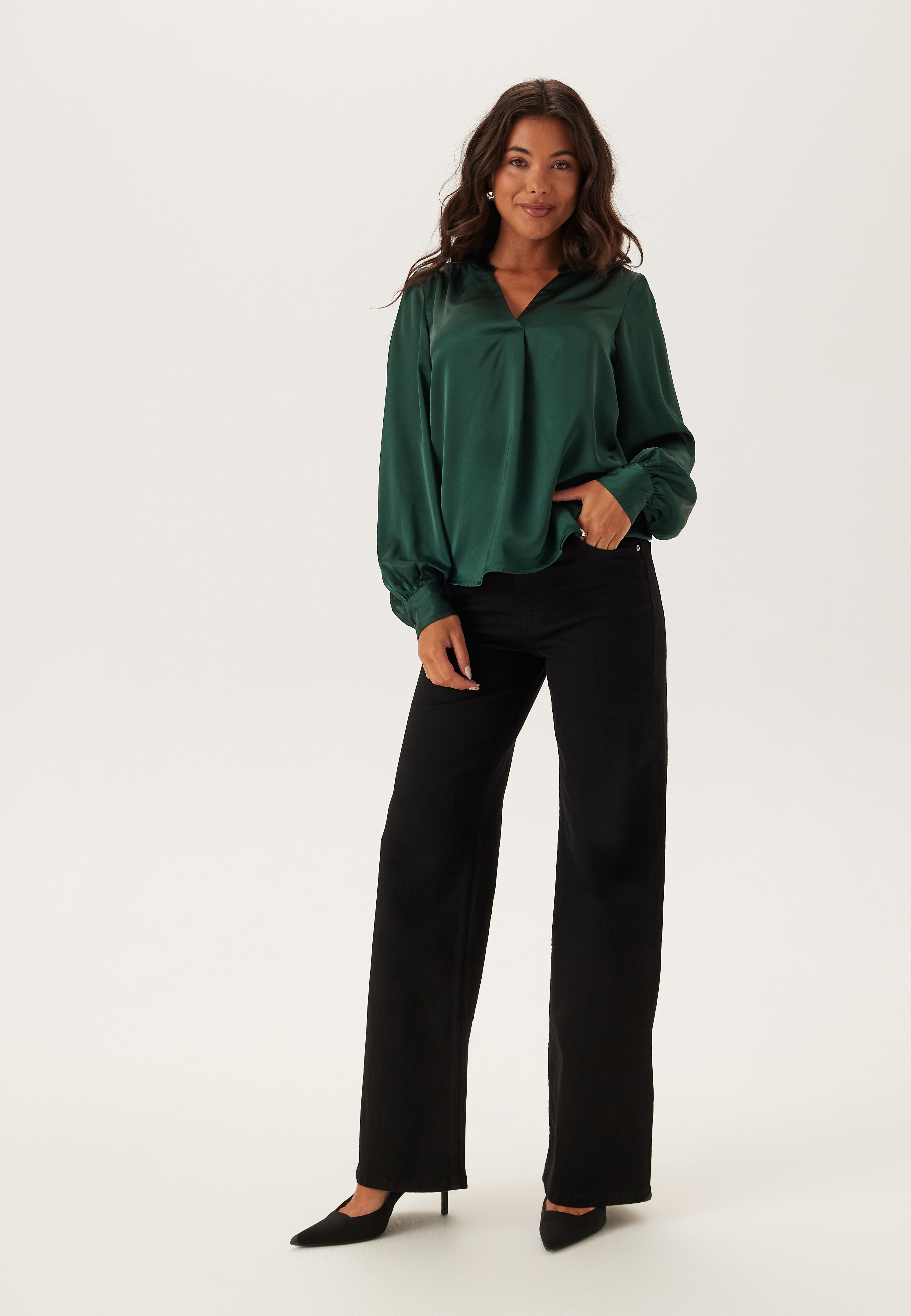 Satin Puff Sleeve Blouse 2