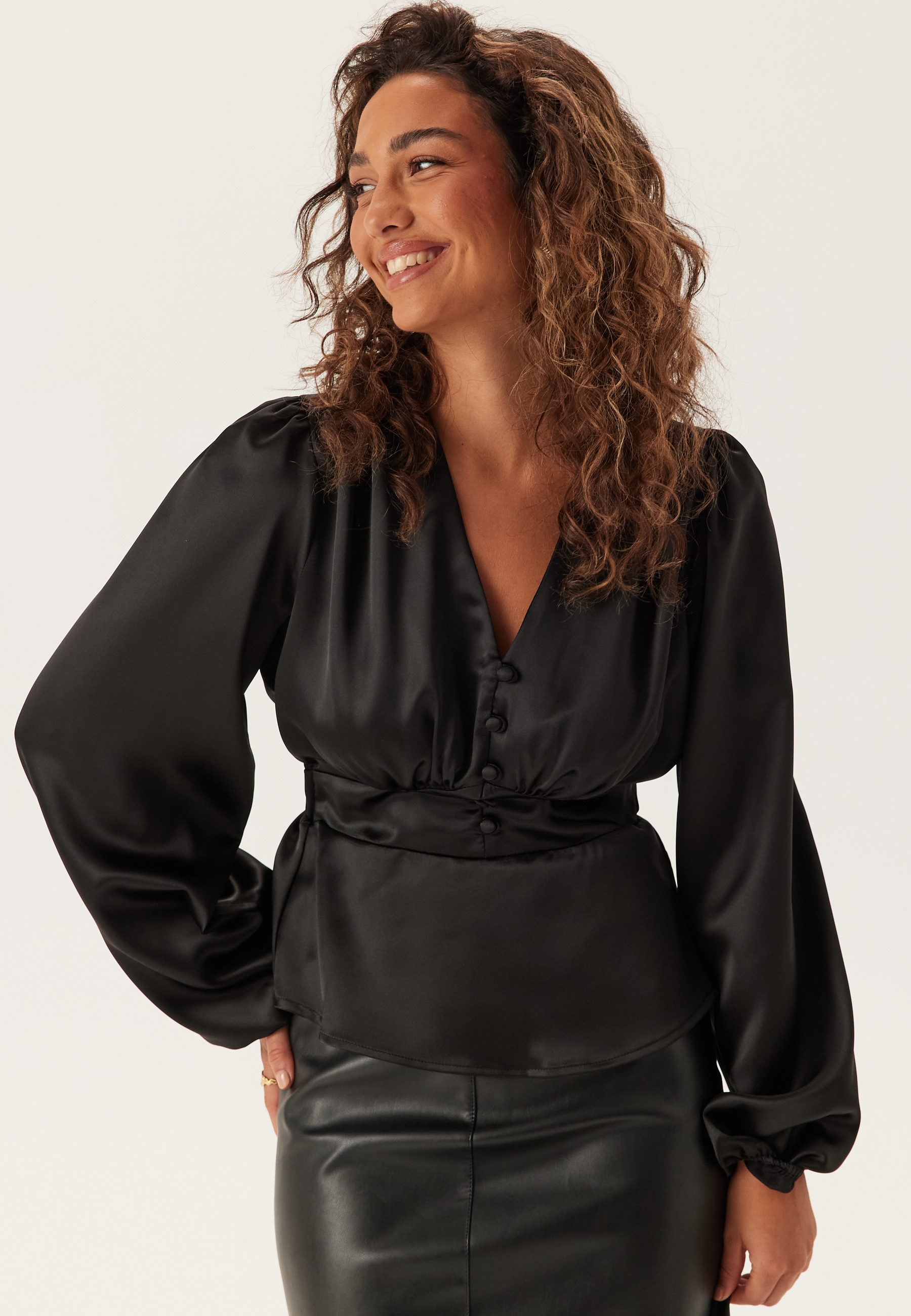 Satin V-neck Blouse