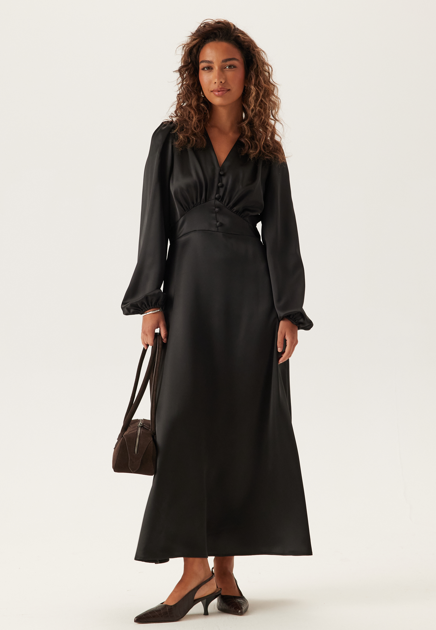 Satin V-neck Maxi Dress