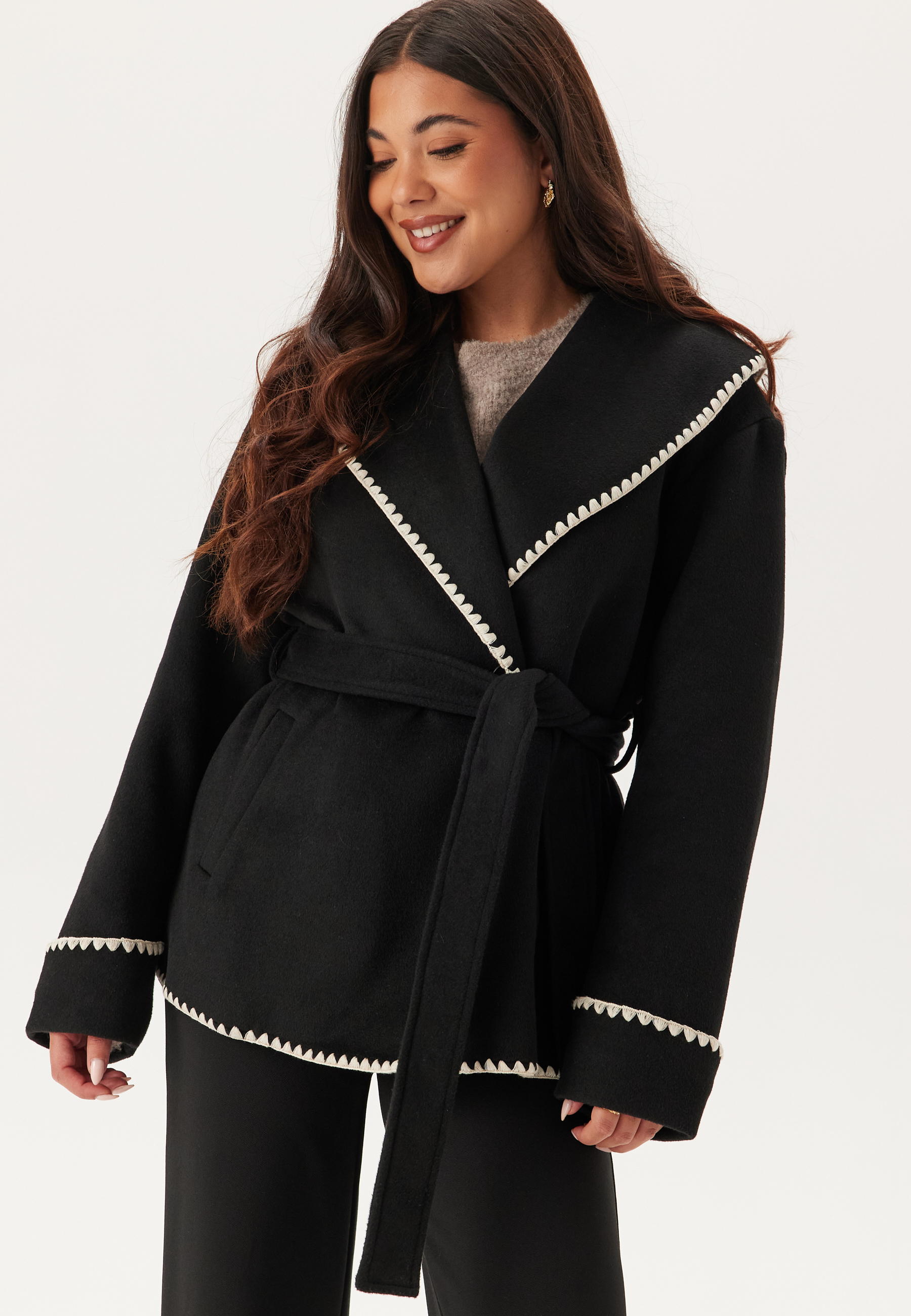 Shawl Collar Wool Blend Jacket