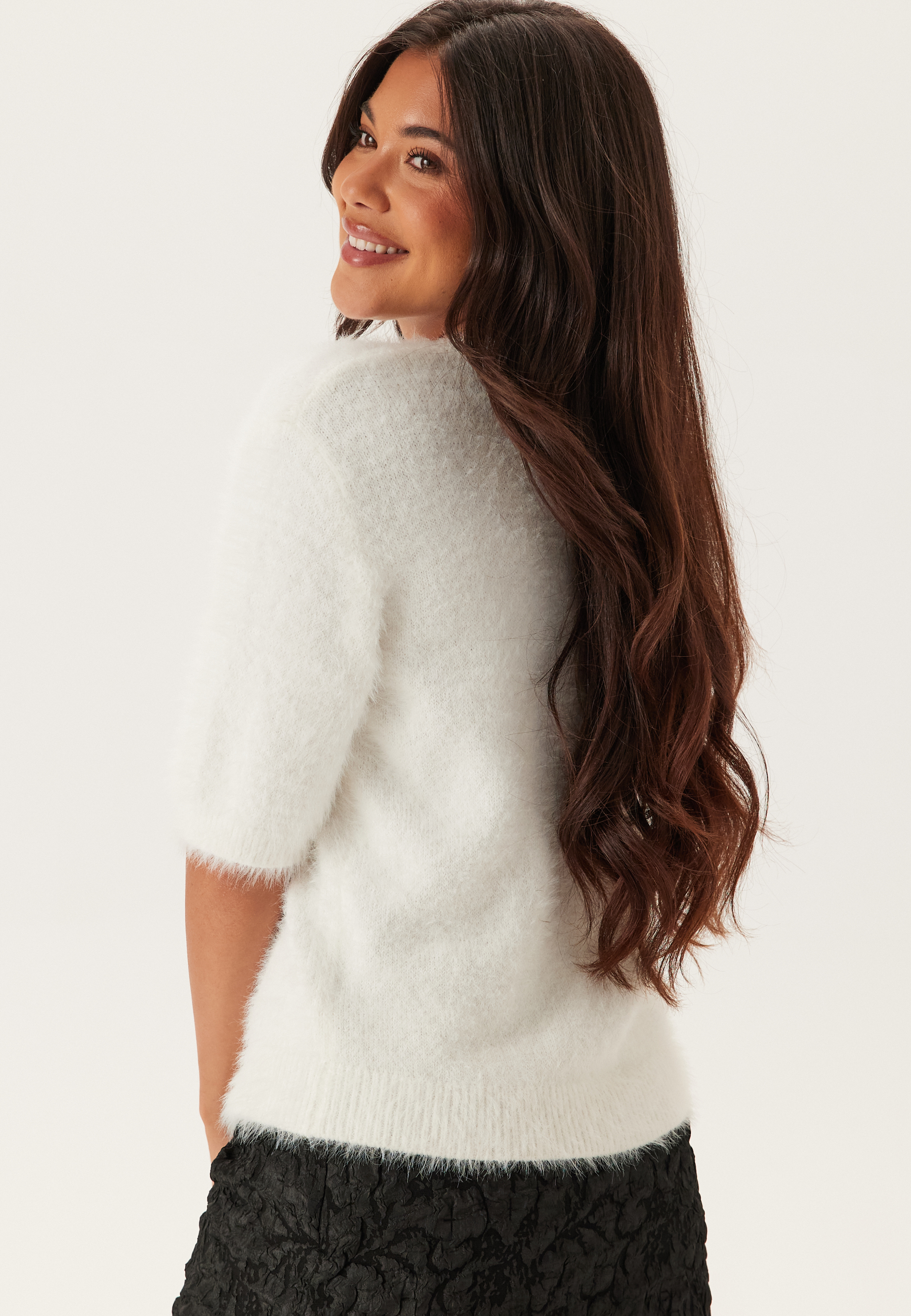 Short Sleeve Fluffy Knitted Cardigan 2