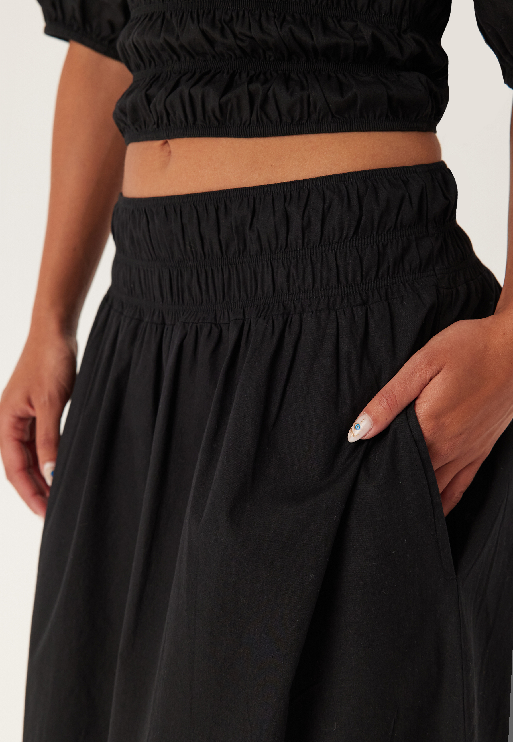 Smock Waist Maxi Skirt 4