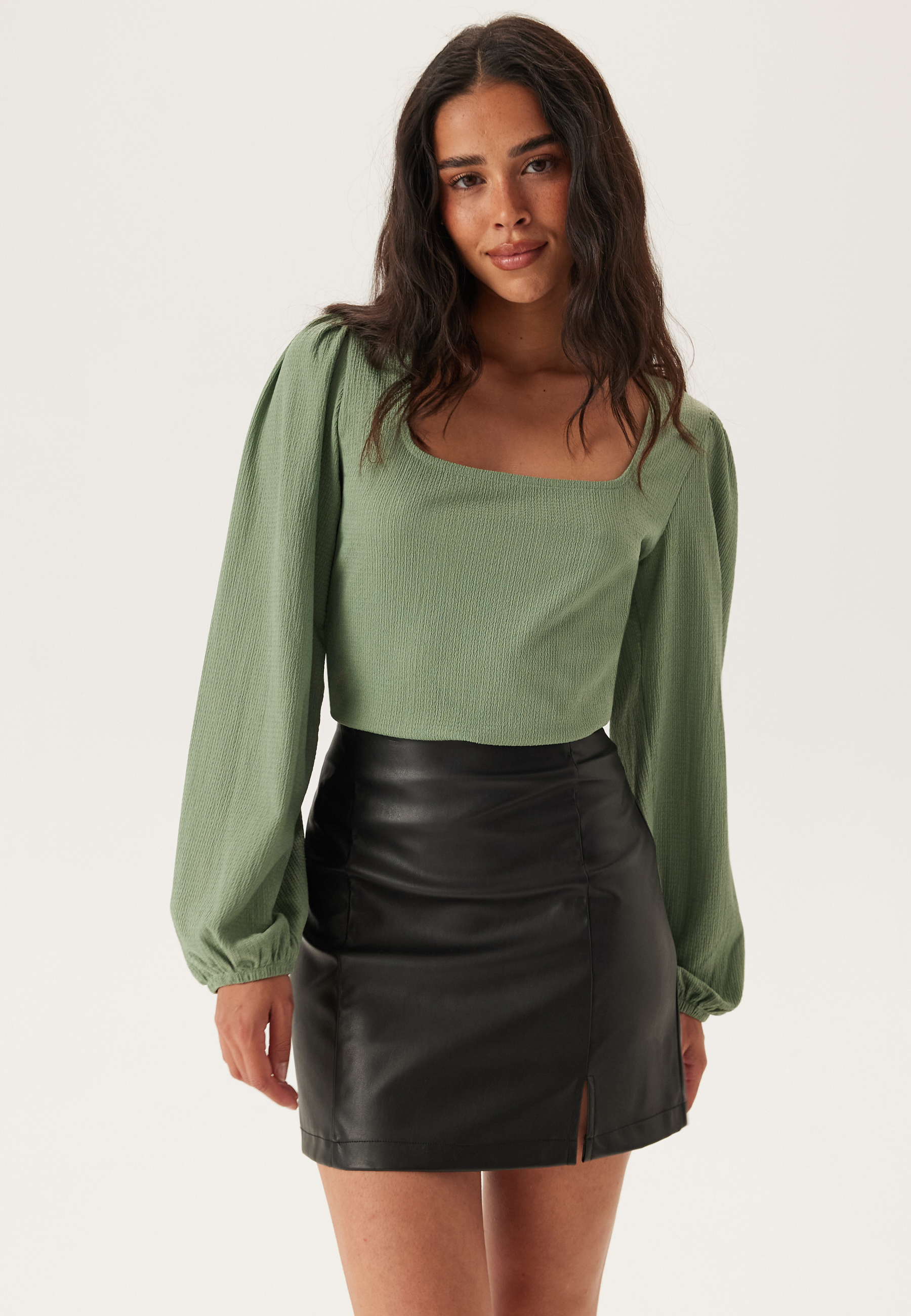 Square Neck Balloon Sleeve Top