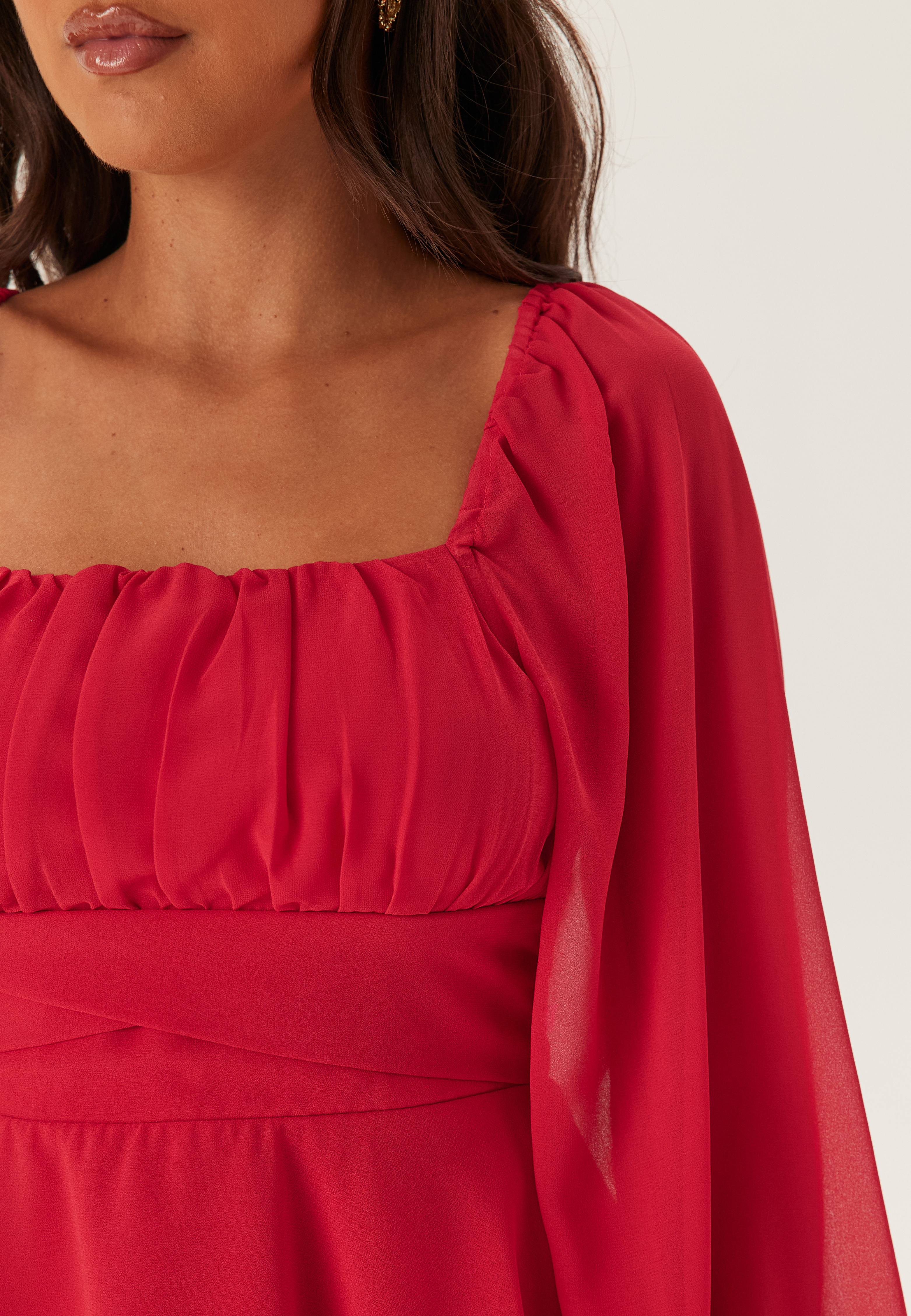 Square Neck L/S Georgette Blouse 3