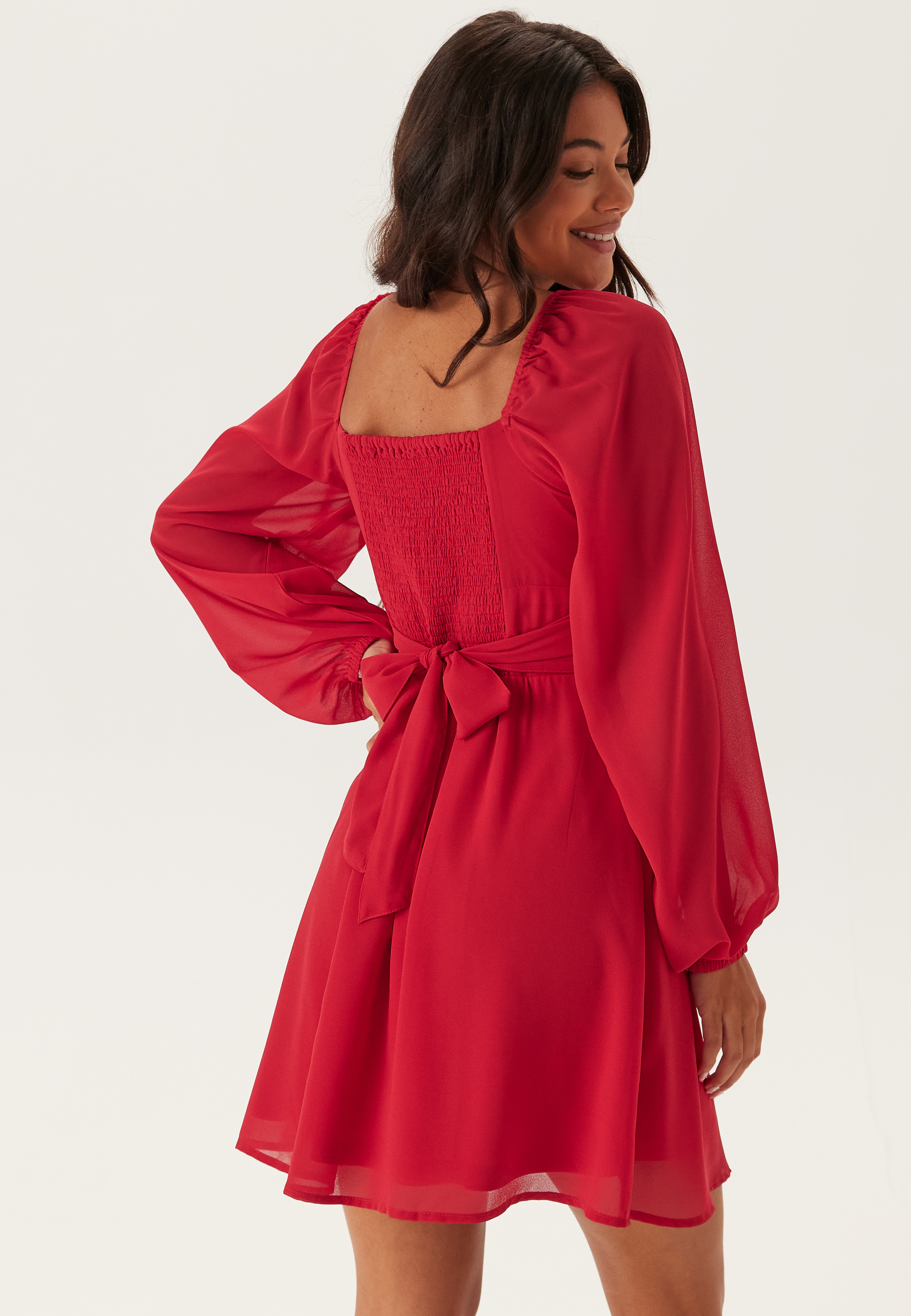 Square Neck L/S Georgette Dress 2
