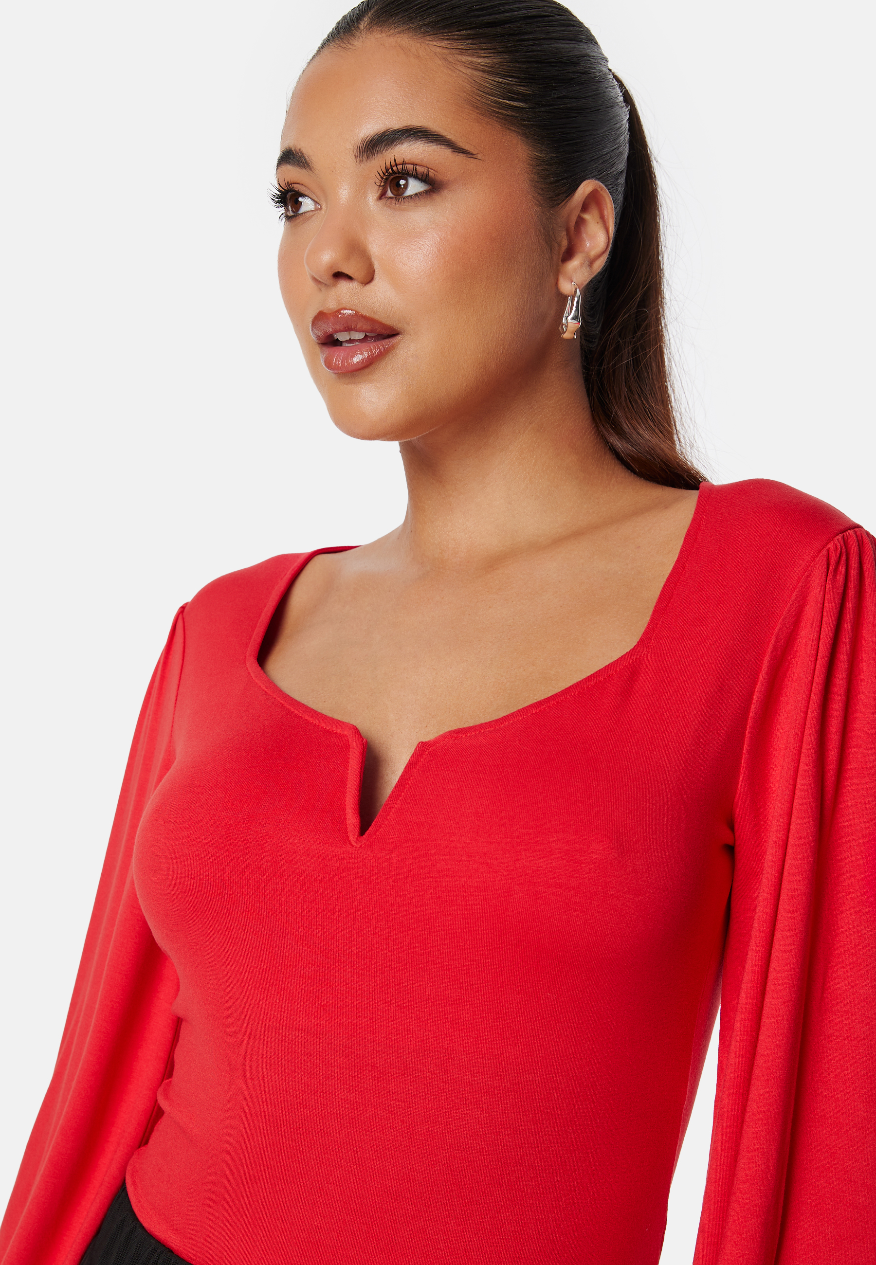 Square V-neck Long Sleeve Puff Top 2