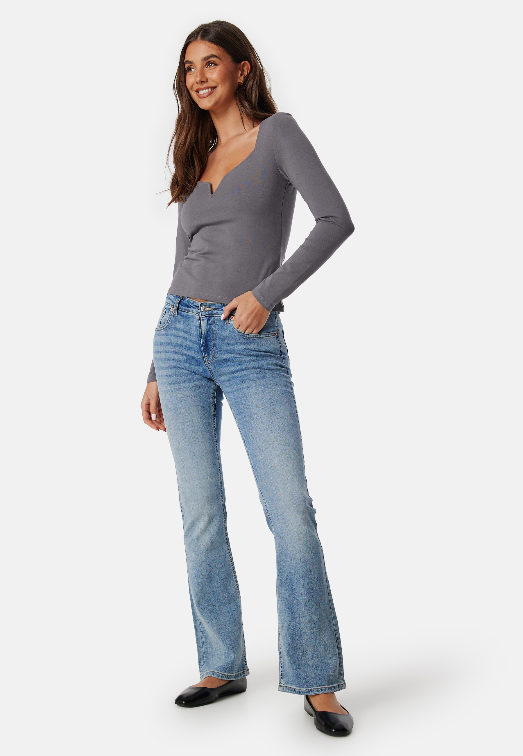 Square V-neck Long Sleeve Top 2