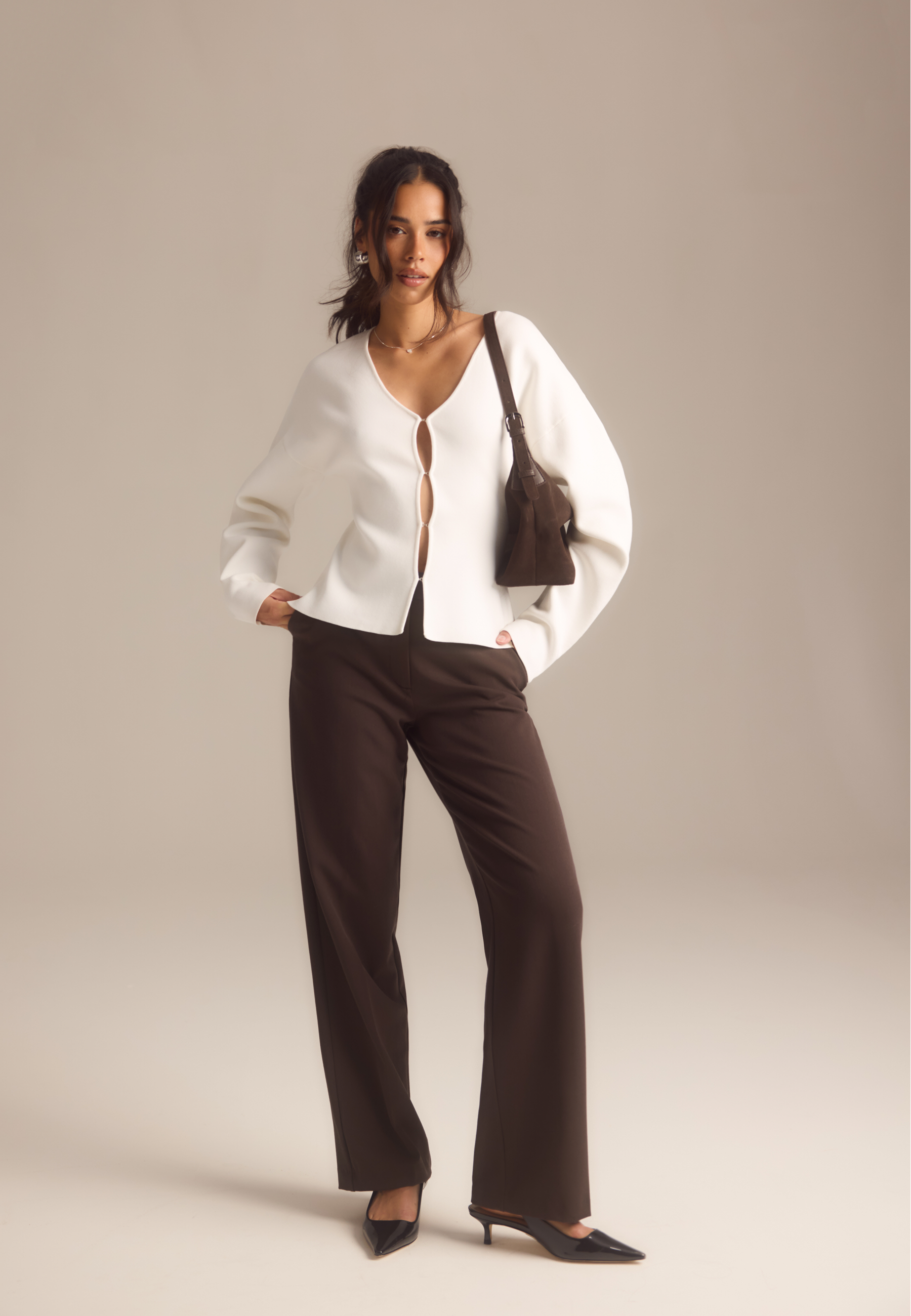 Straight High Waist Suit Trousers