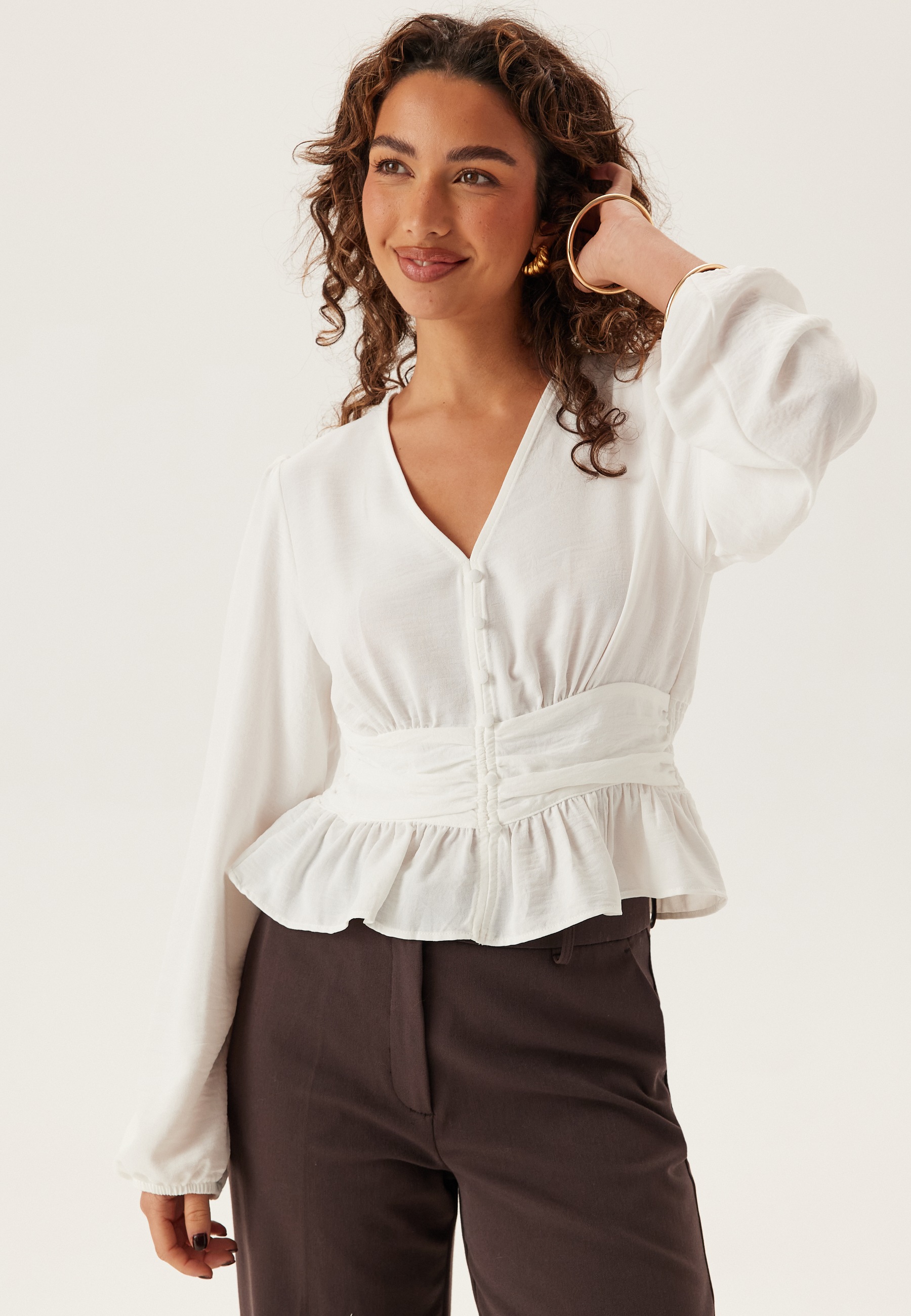 V-neck Button Blouse 2