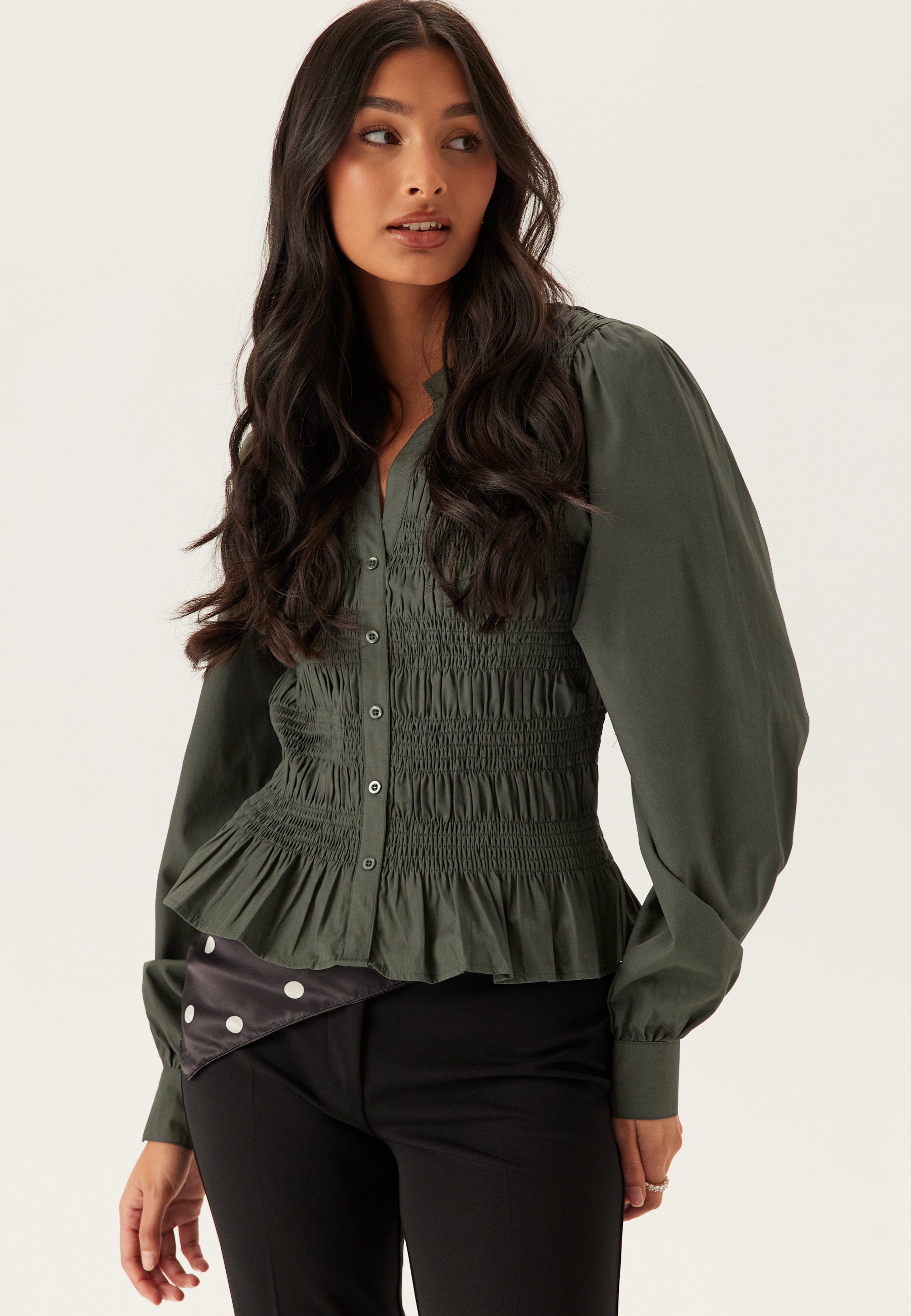V-neck Cotton Smock Blouse 4