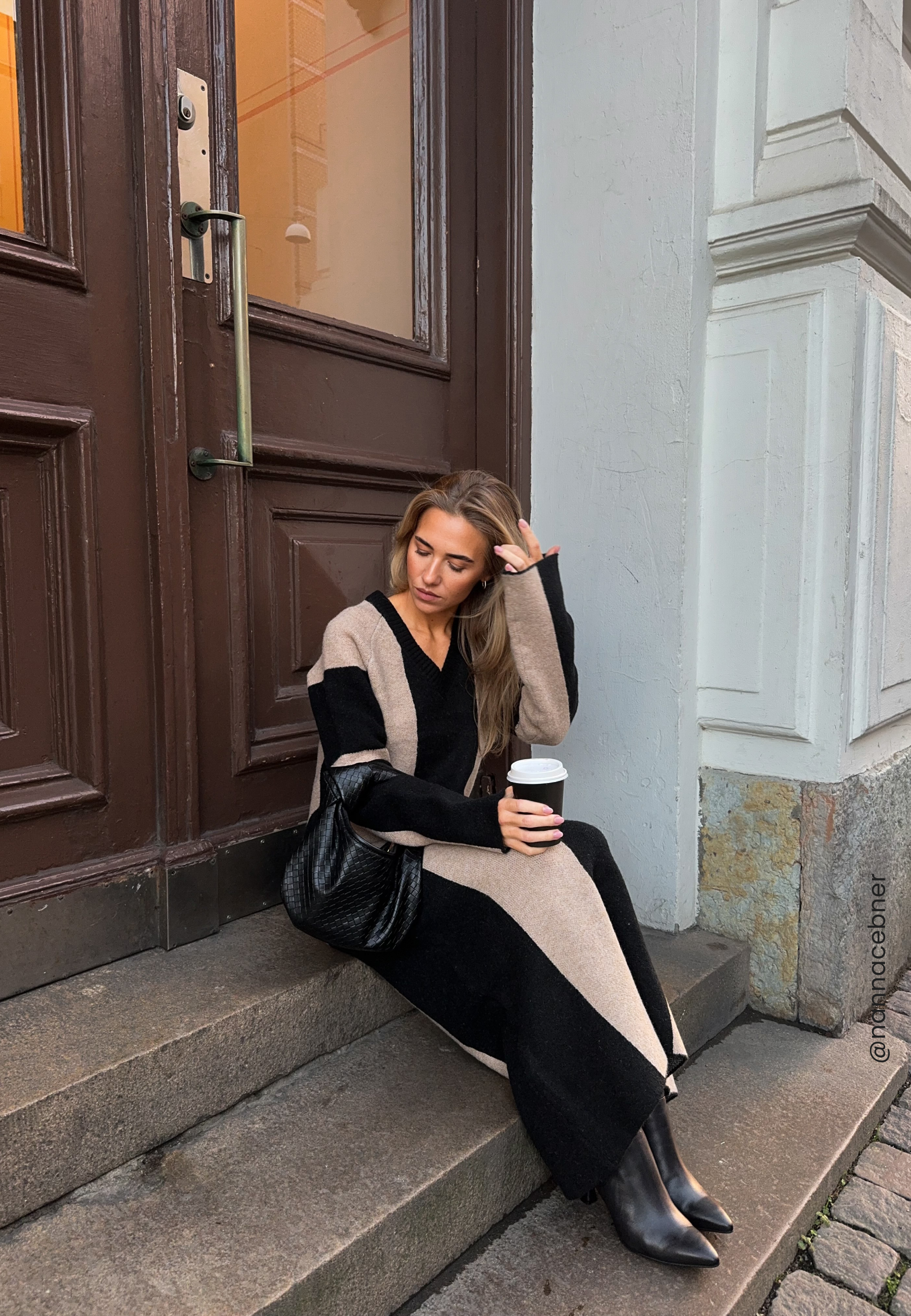 V-neck Knitted Midi Dress