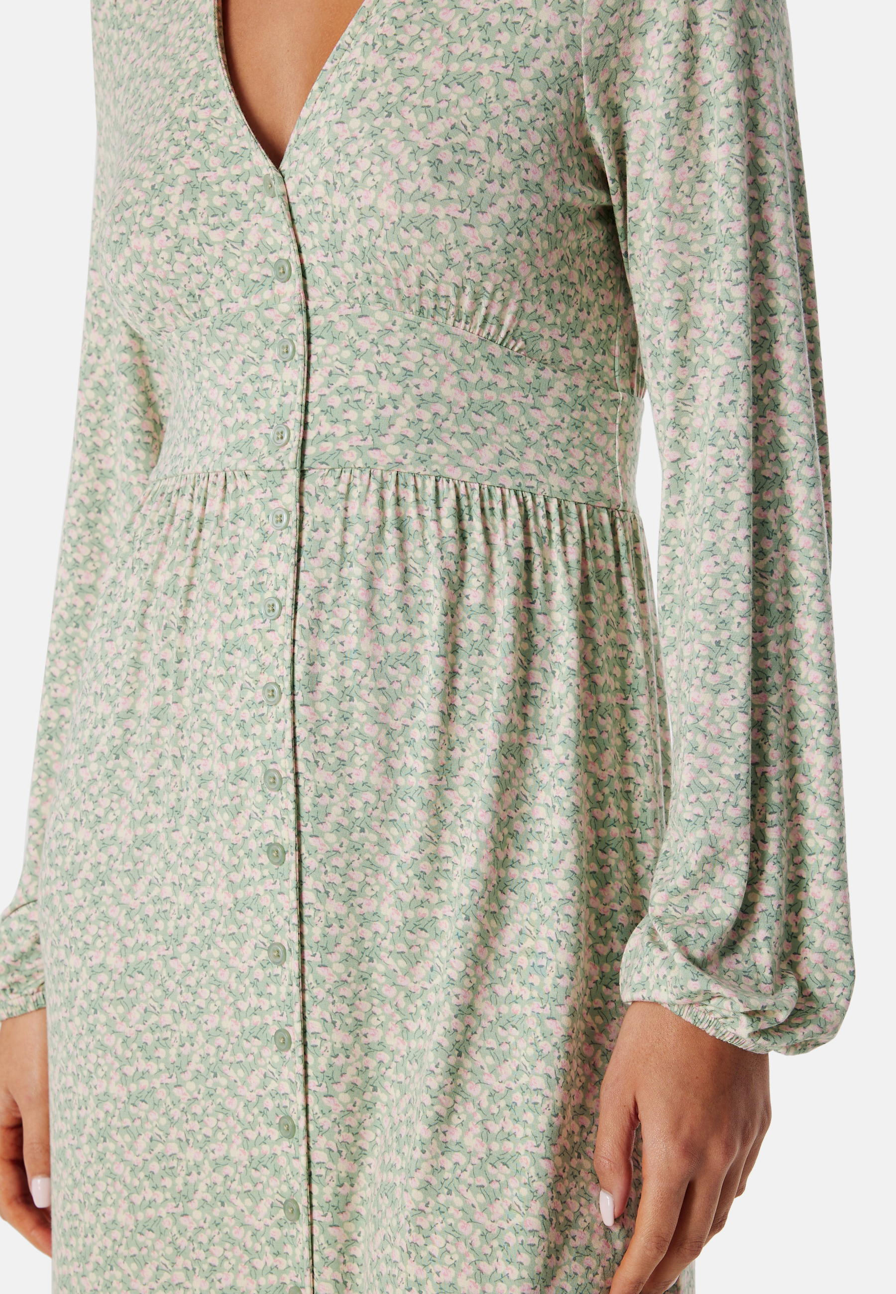V-neck Midi Button Dress 8