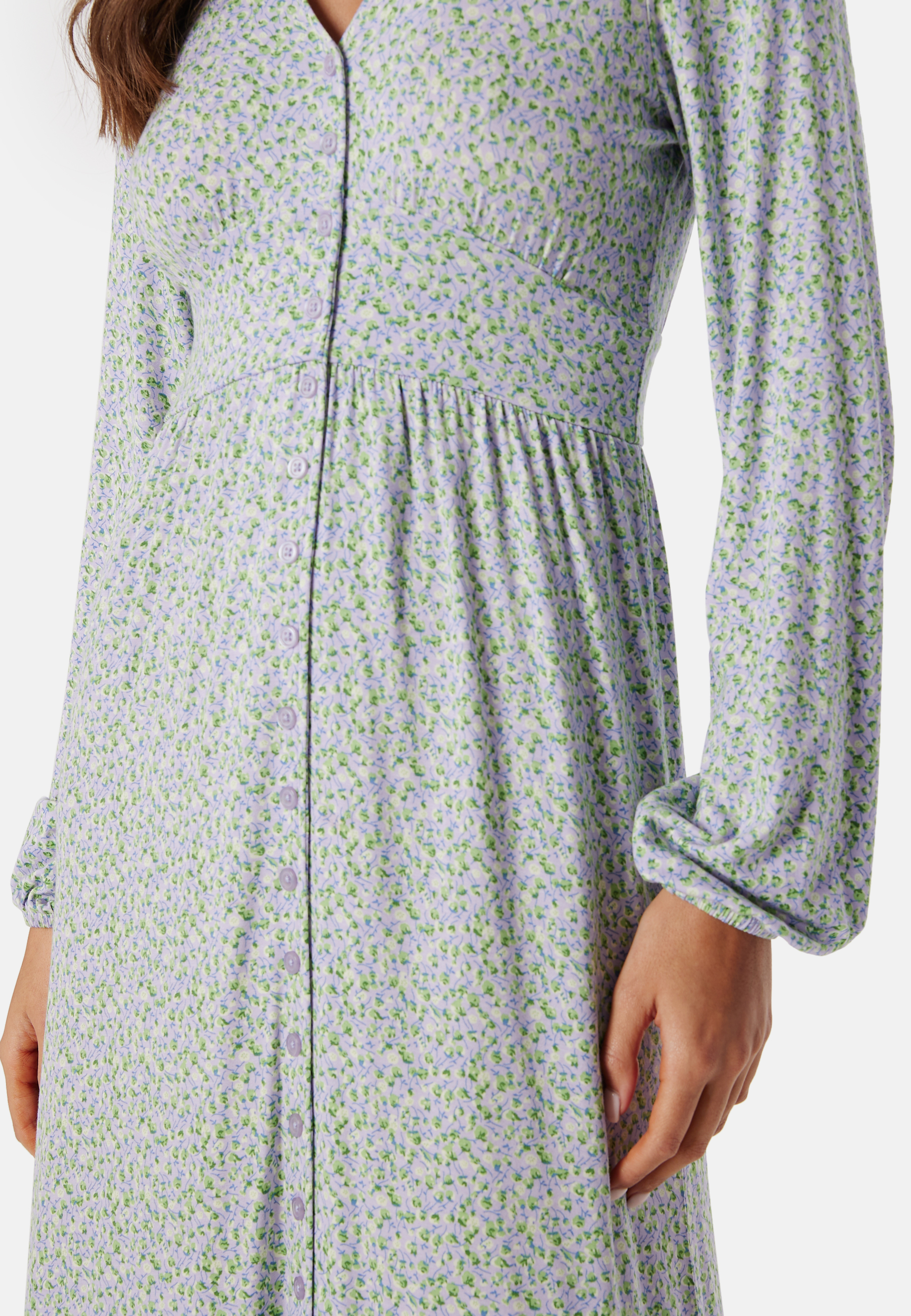 V-neck Midi Button Dress 2