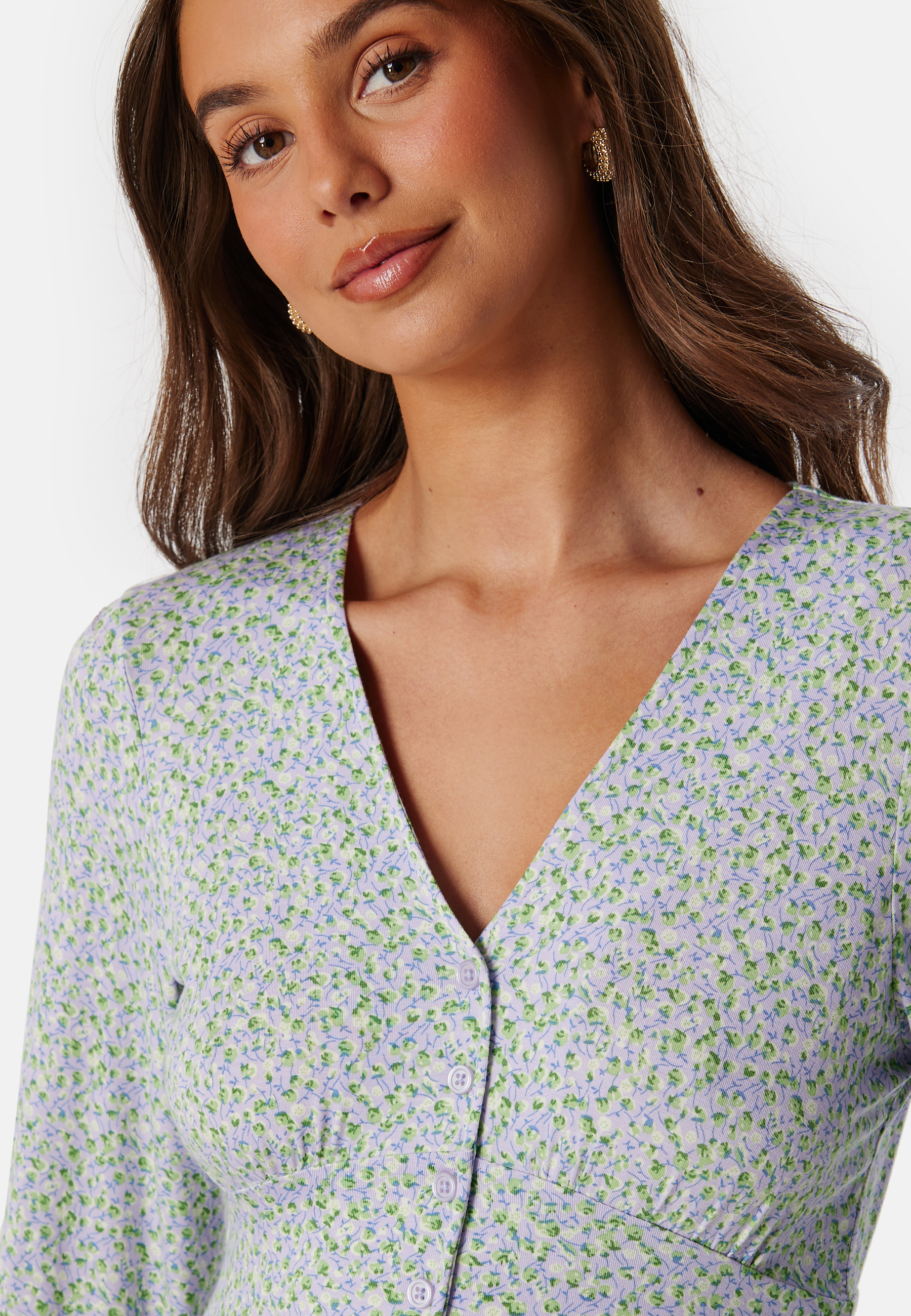 V-neck Midi Button Dress 3
