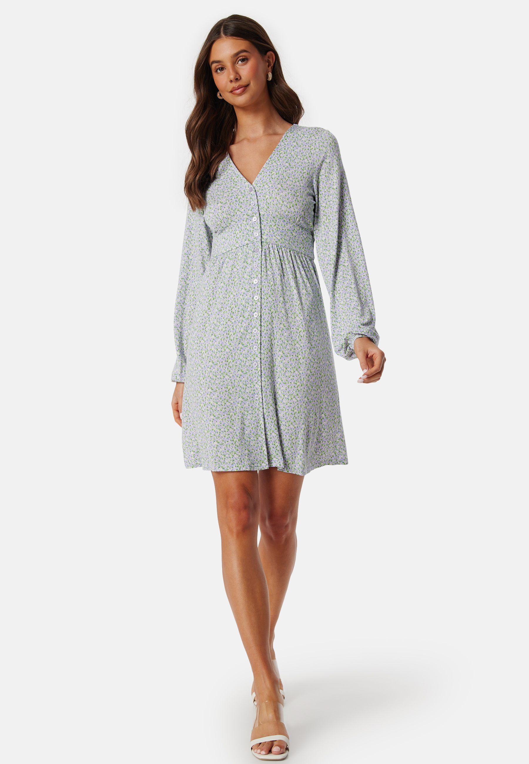 V-neck Short Button Dress 8