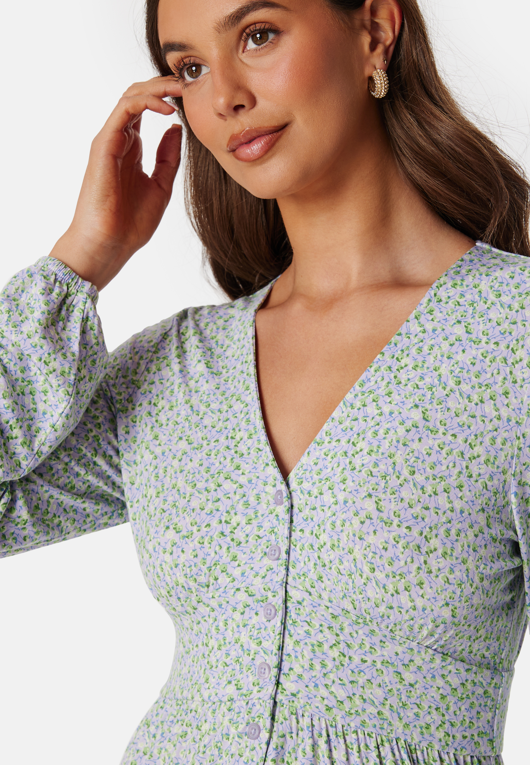 V-neck Short Button Dress 9