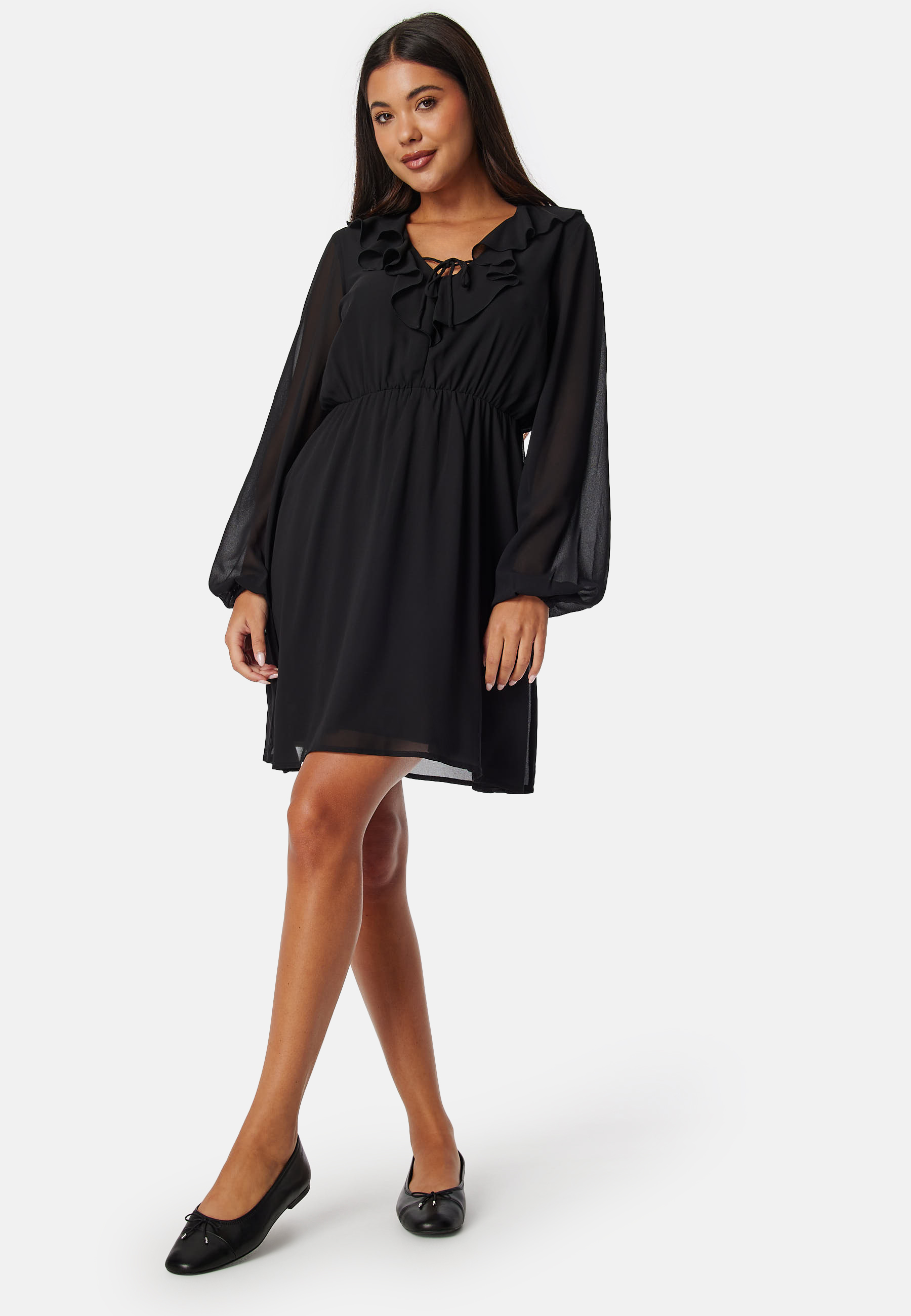 V-neck Short Frill Dress 2
