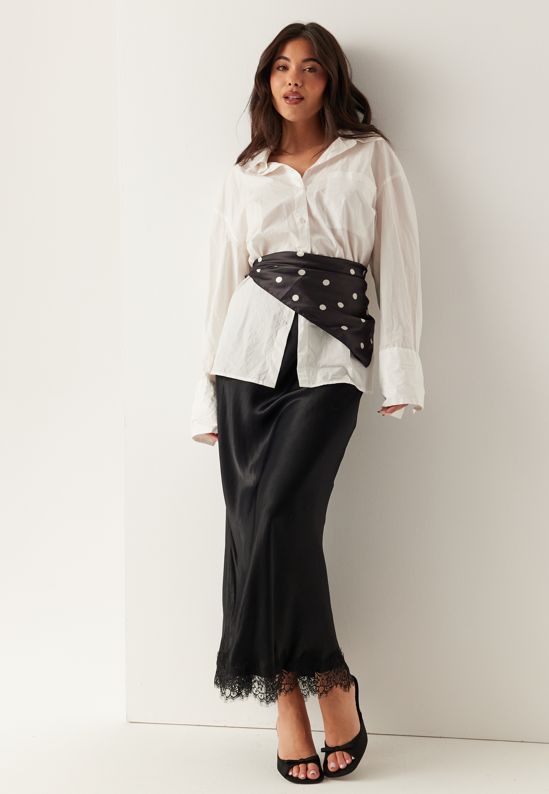 Viscose Satin Lace Skirt 1