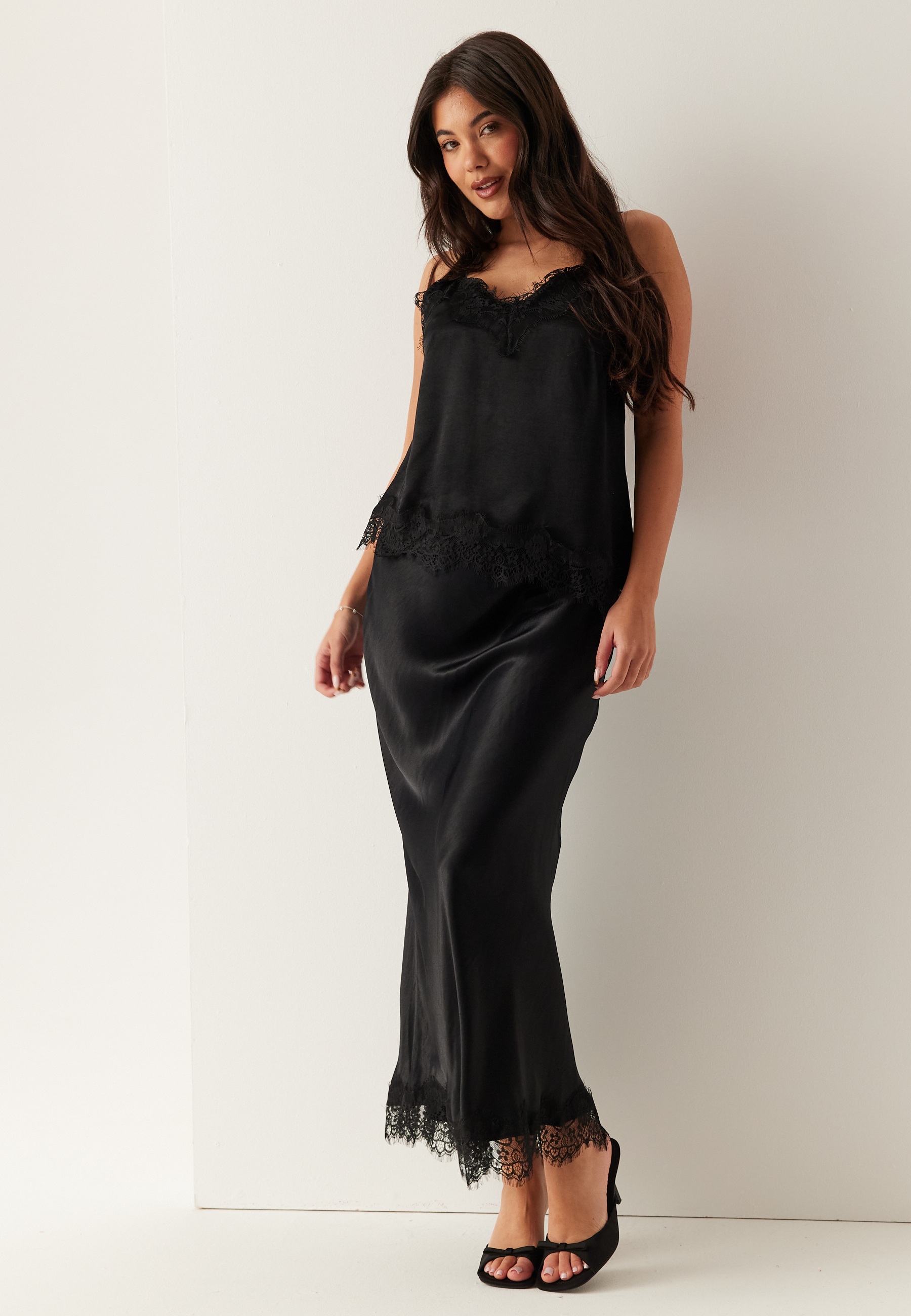 Viscose Satin Lace Skirt 3