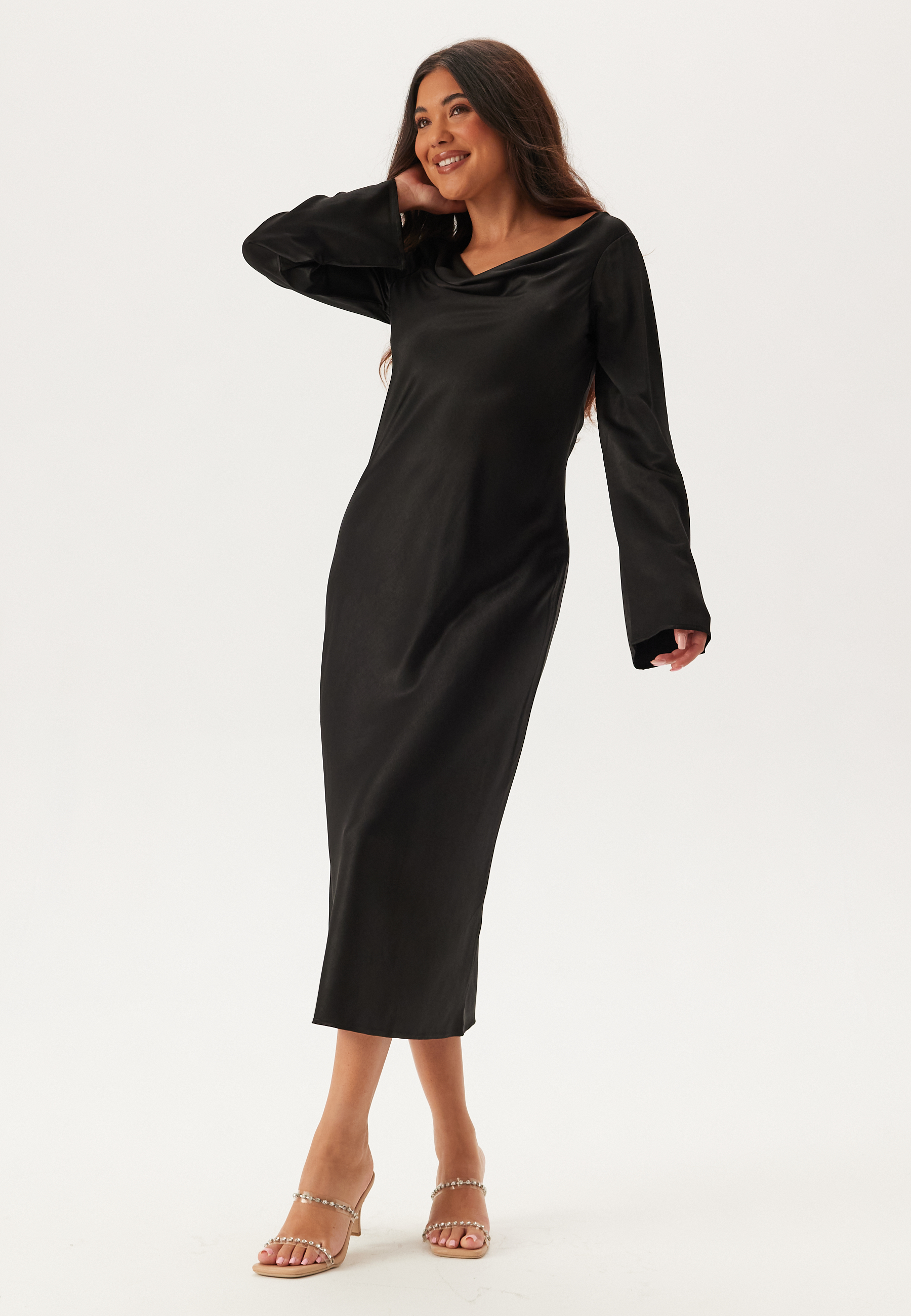 Waterfall Midi Satin Dress