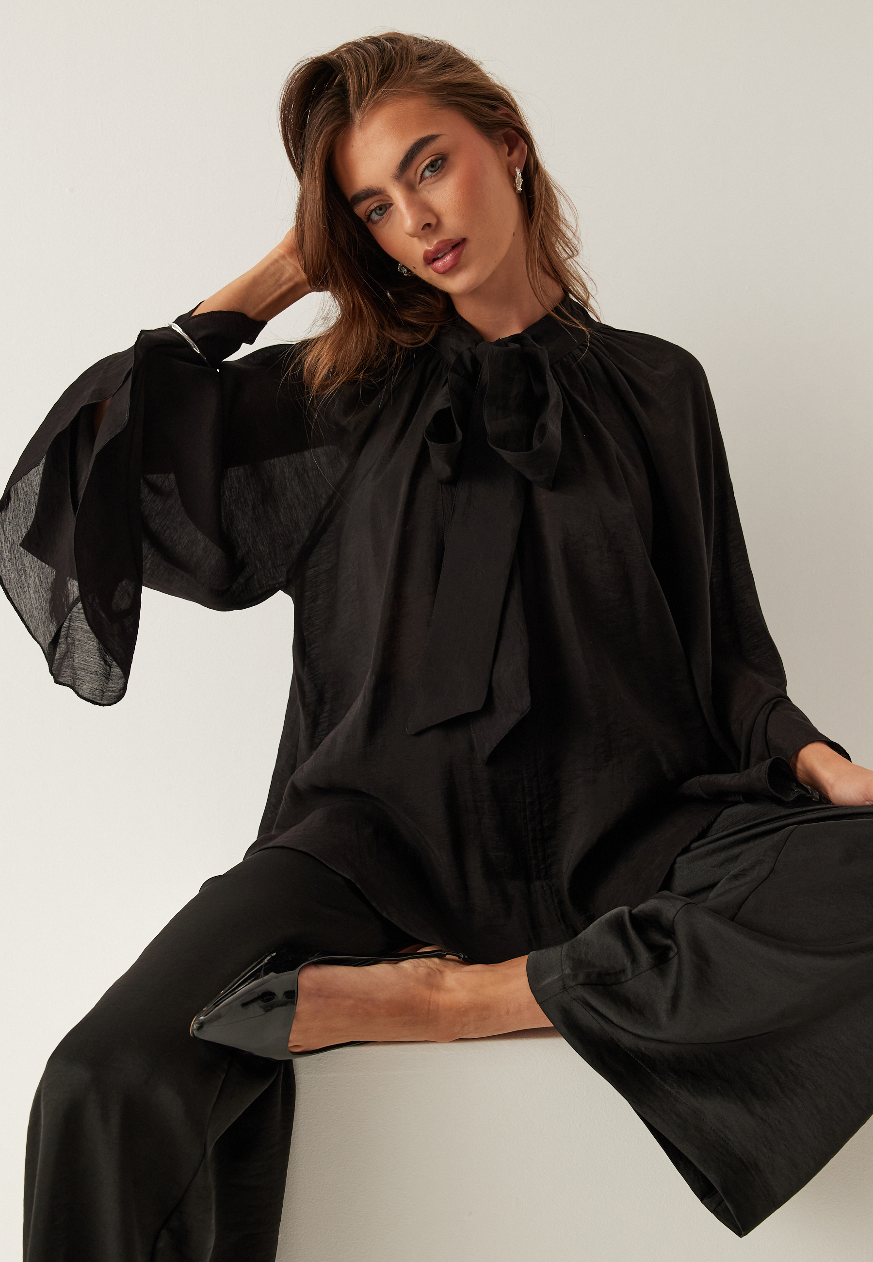 Wide Sleeve Bow Blouse 1