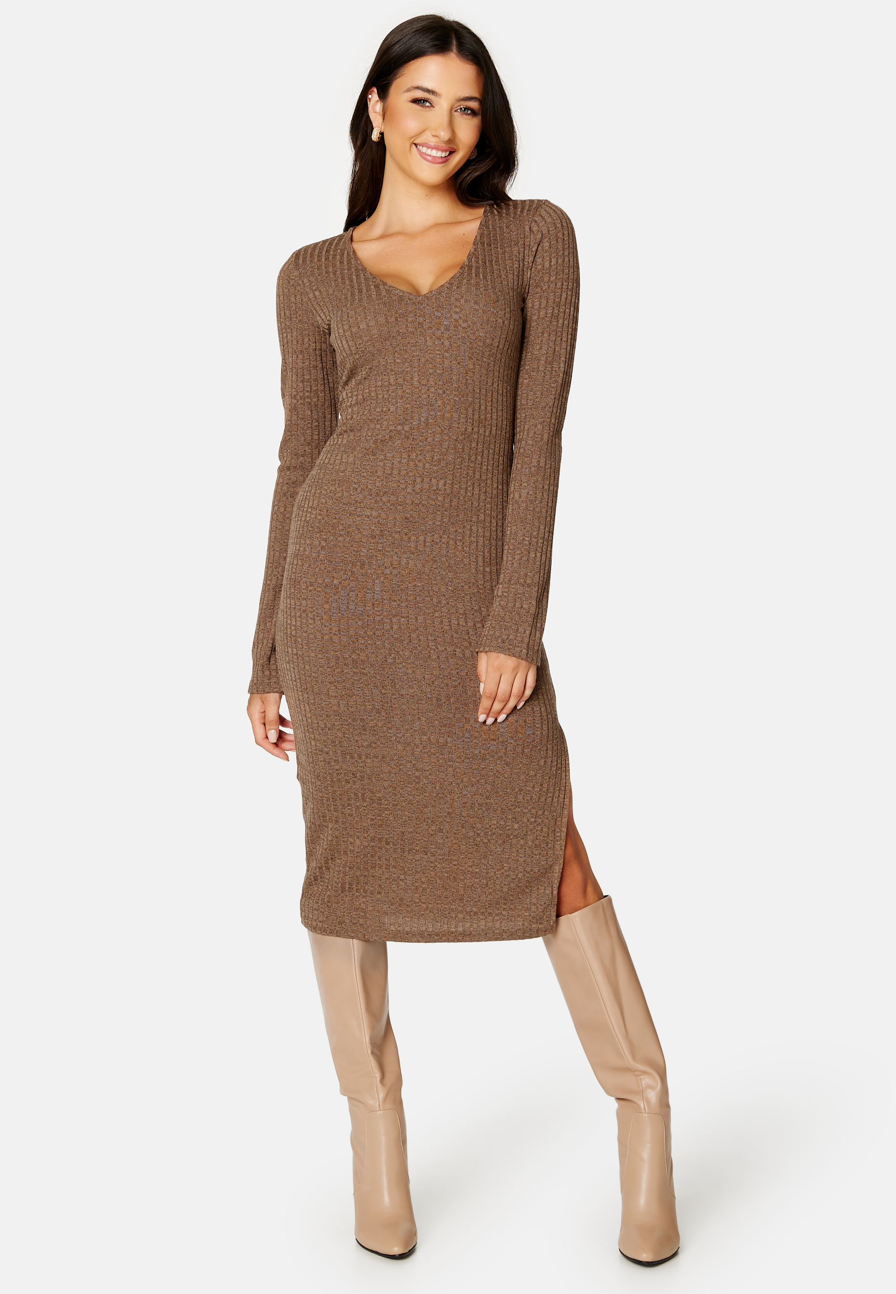 Winter deep V-neck dress