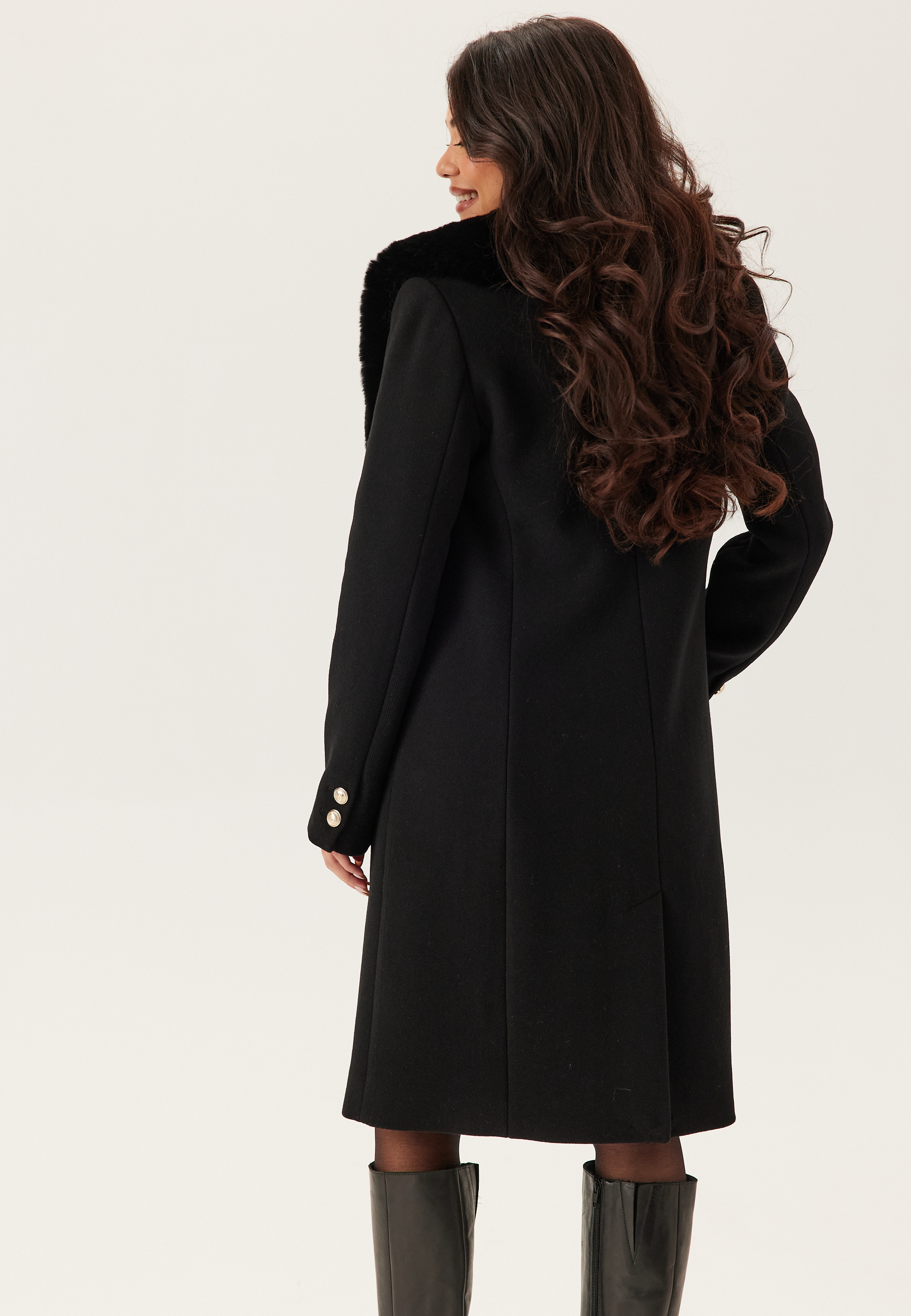 Fur Collar Wool Blend Coat 2
