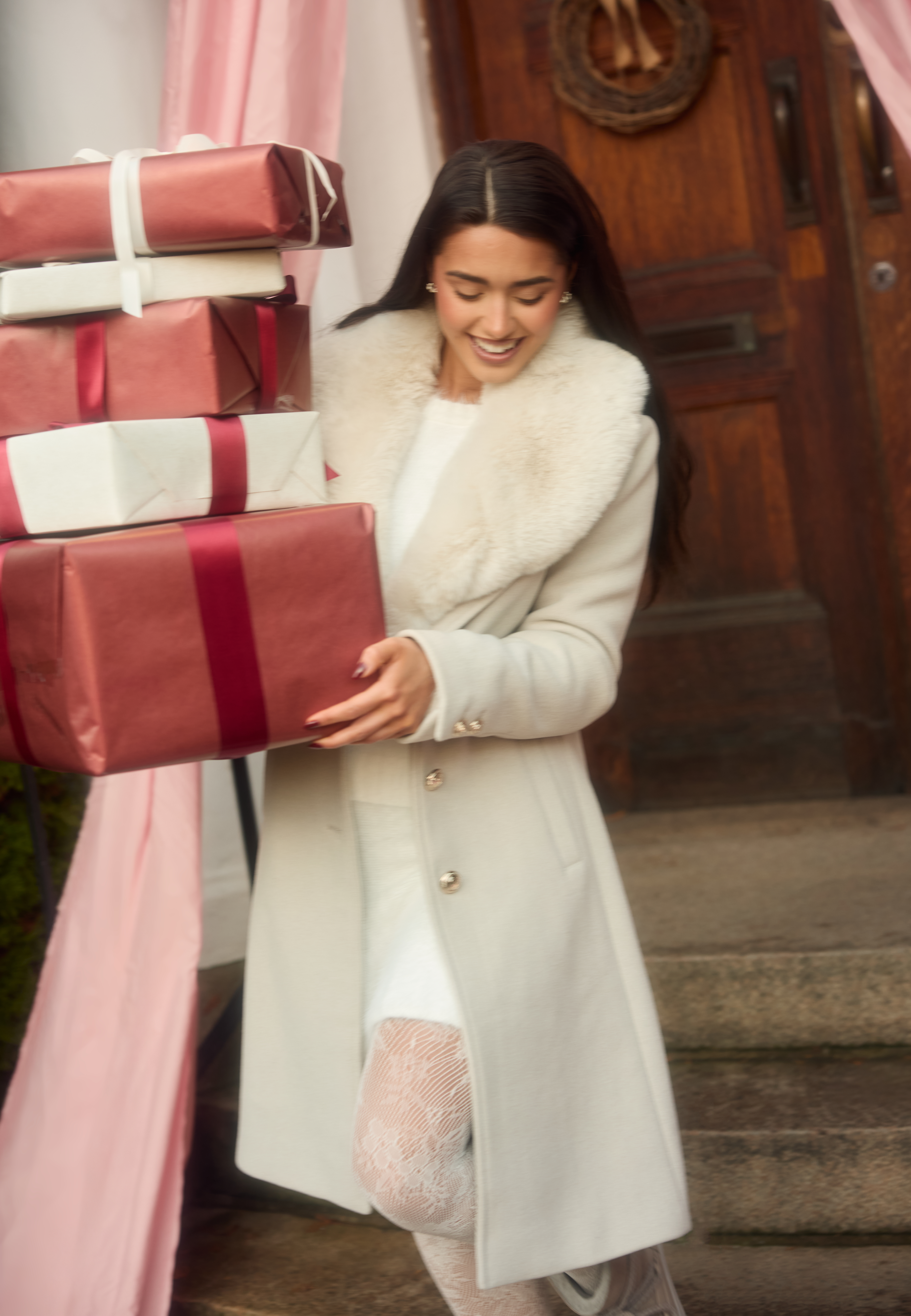 Fur Collar Wool Blend Coat 6