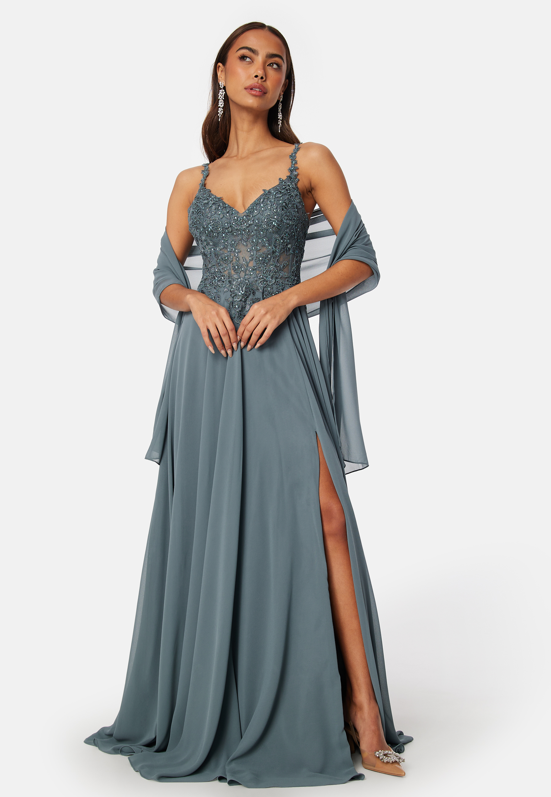Chiffon Rhinestone Evening Dress 2
